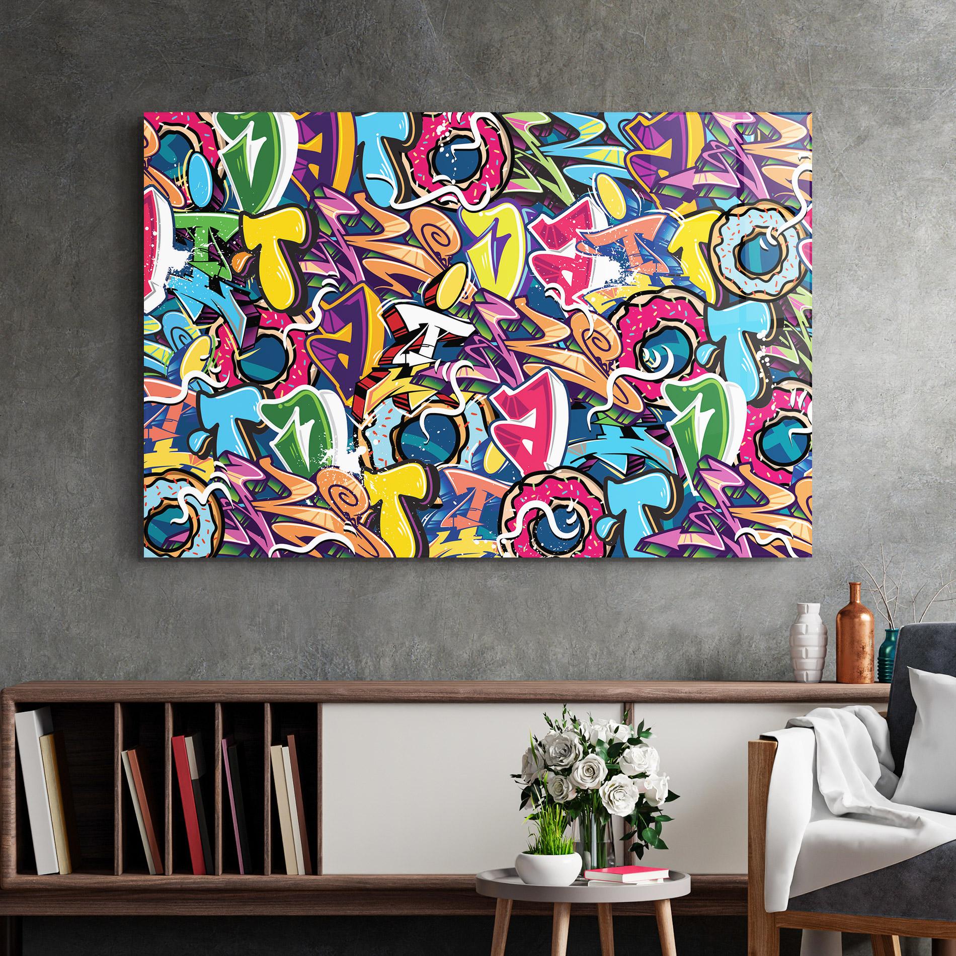 Tablou Sticla Graffiti Letters mockup 2