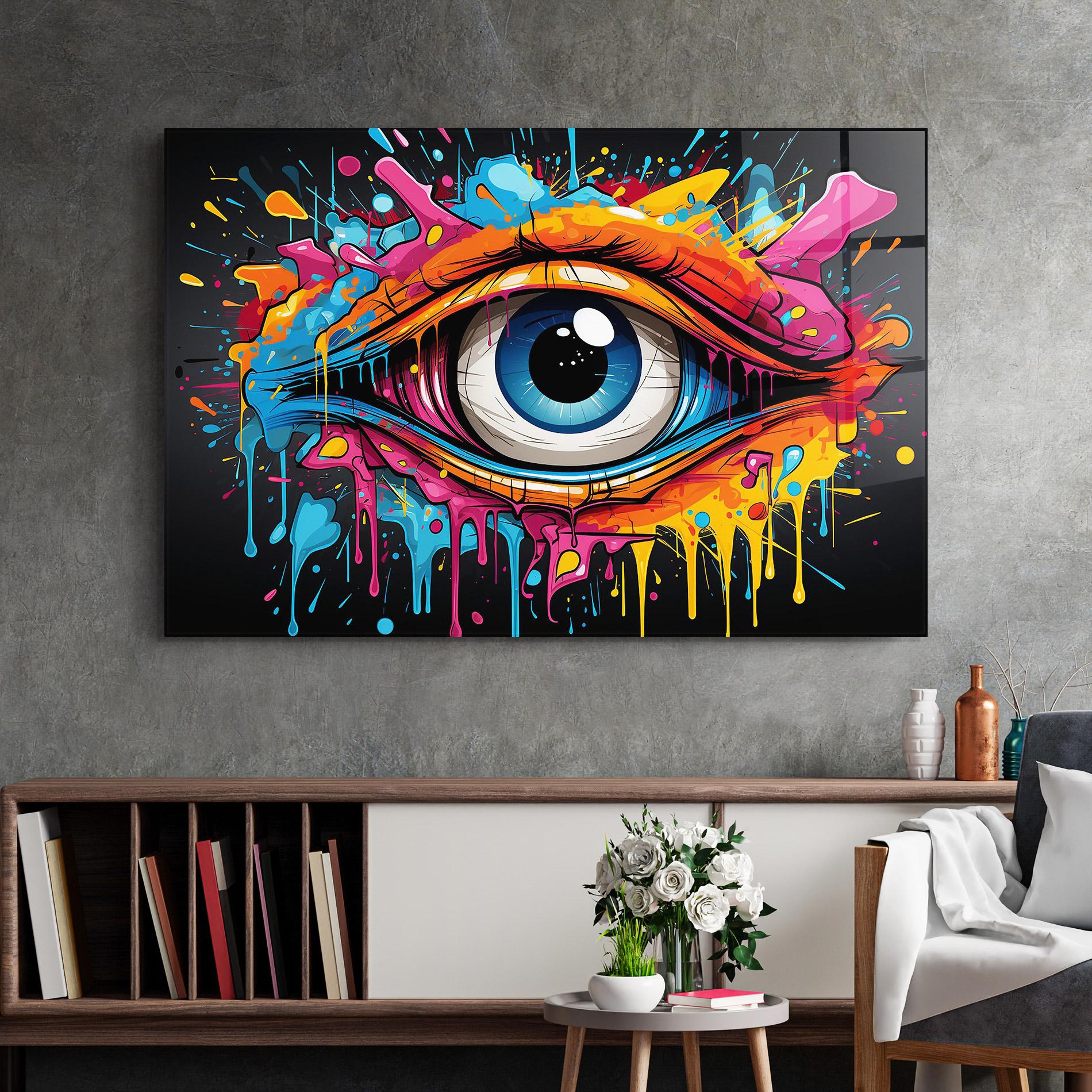 Tablou Sticla Graffitistyle Eye mockup 2