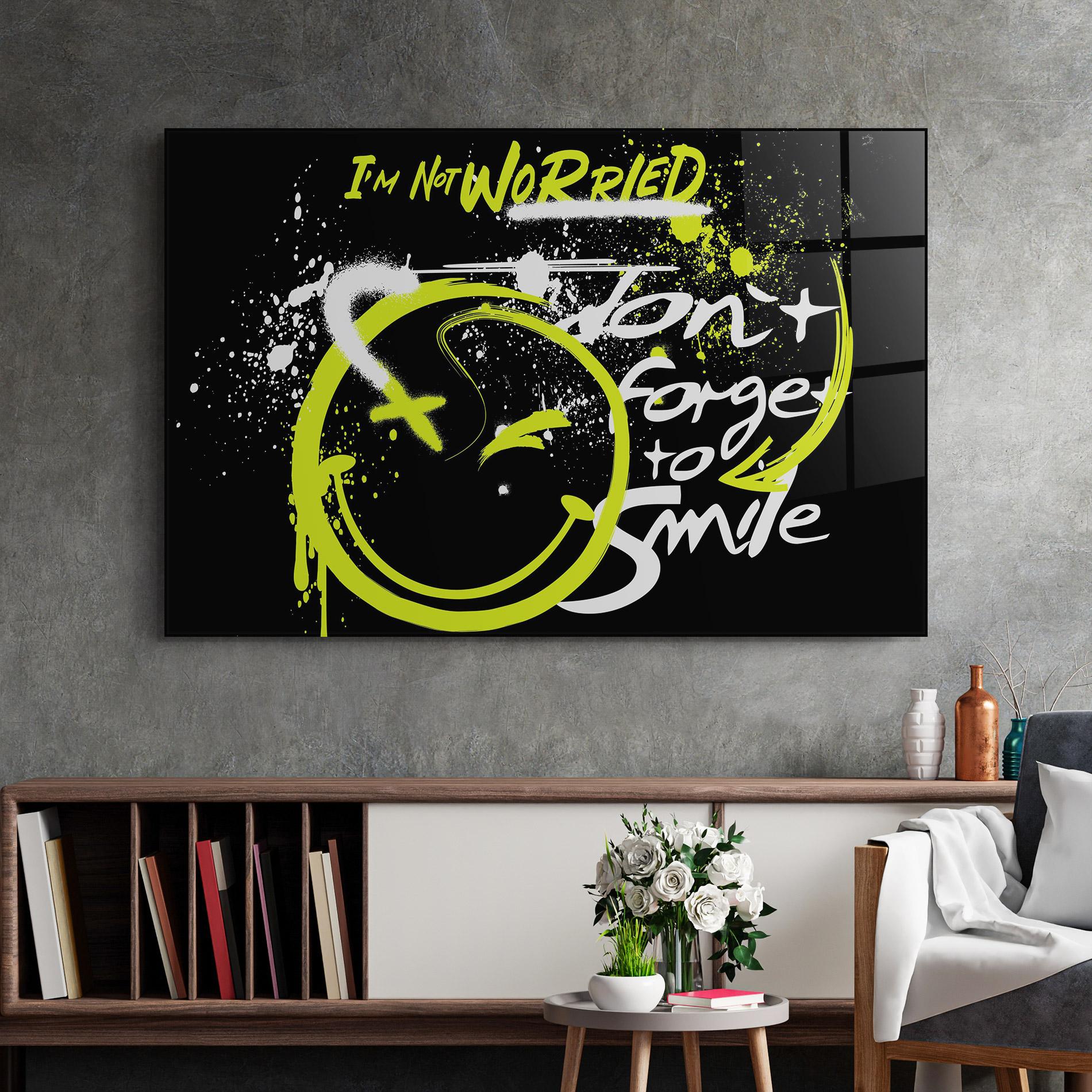 Tablou Sticla Green Smile Graffiti mockup 2