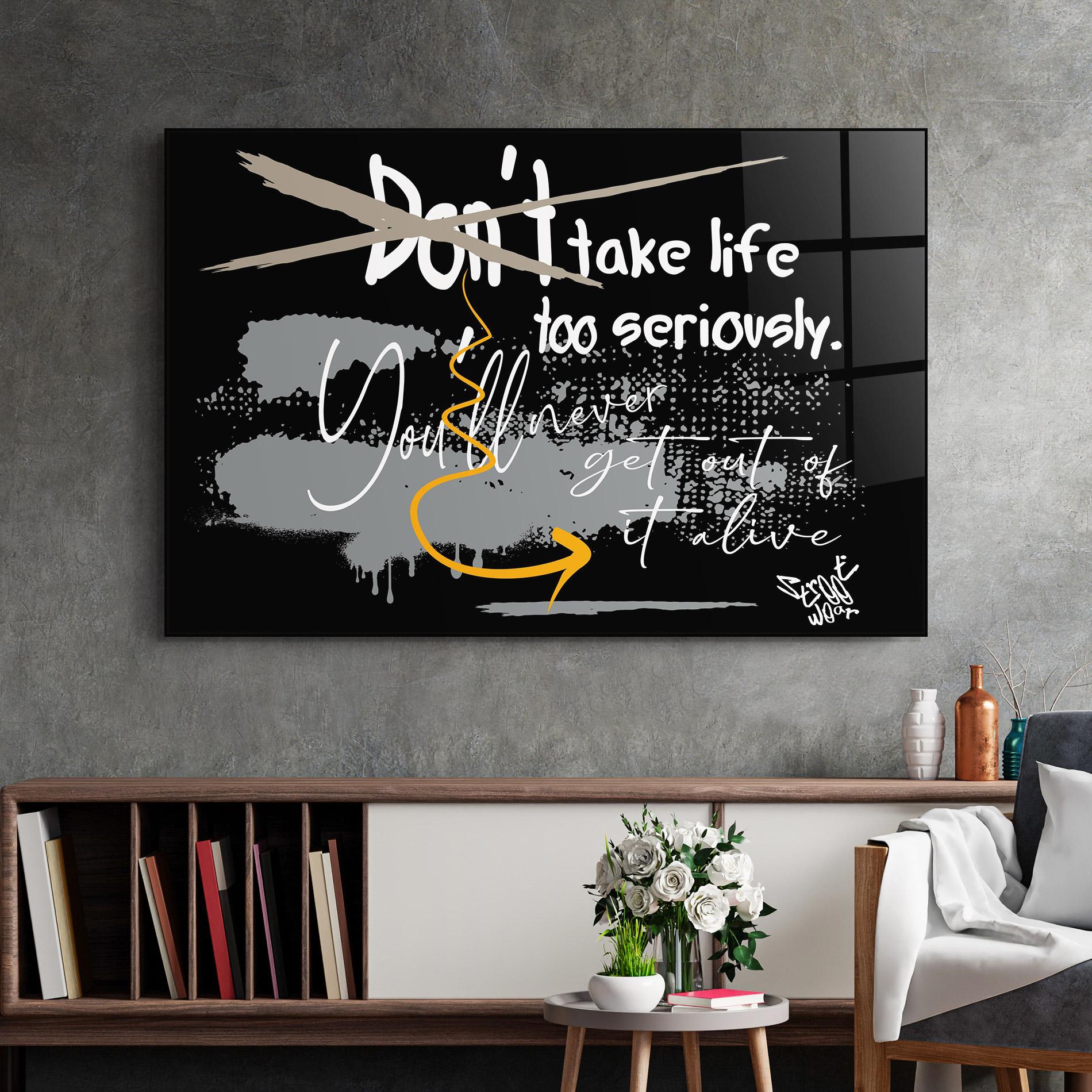 Tablou Sticla Grey Orange Graffiti mockup 2