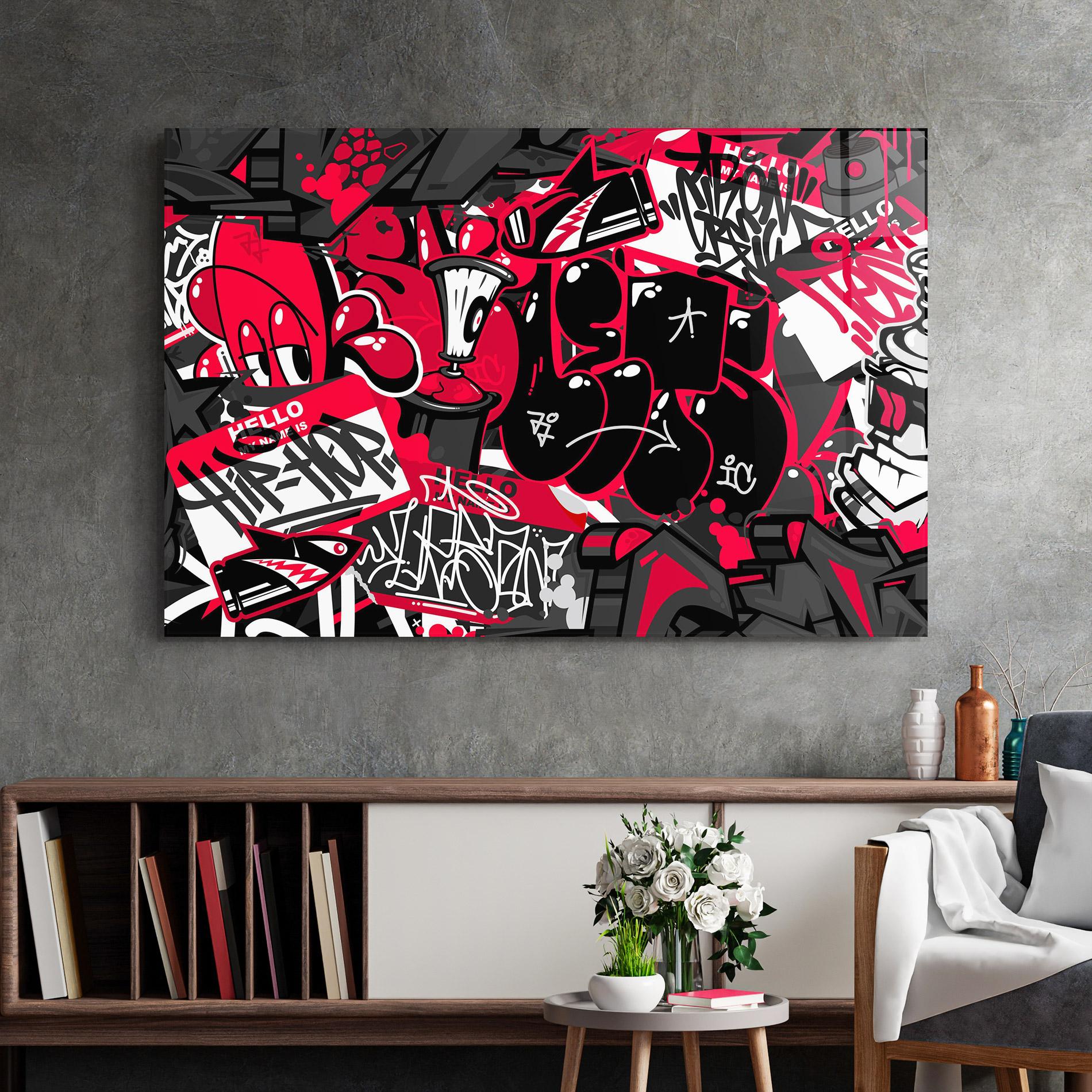Tablou Sticla Hip Hop Graffiti mockup 2