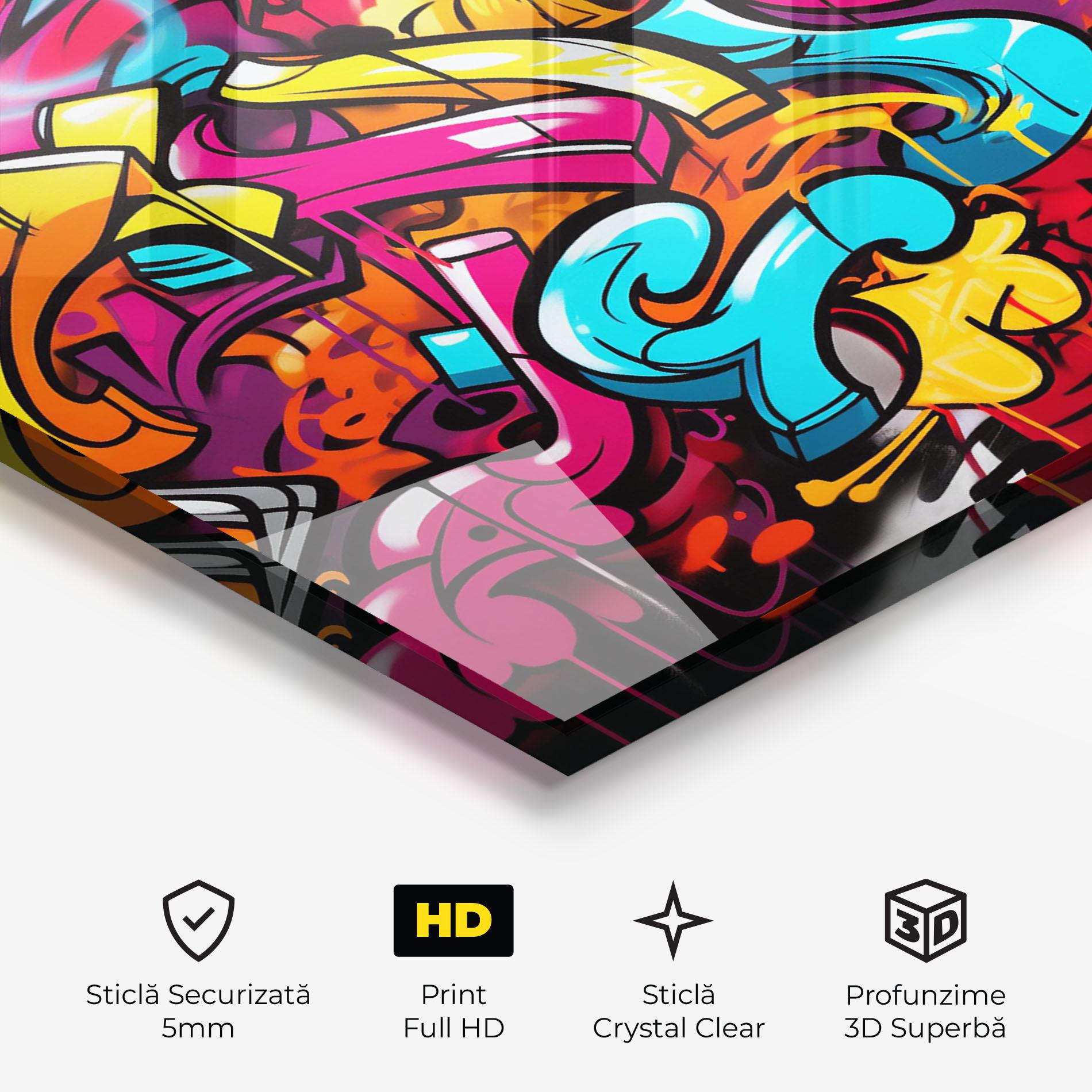 Tablou Sticla Abstract Graffiti mockup 3