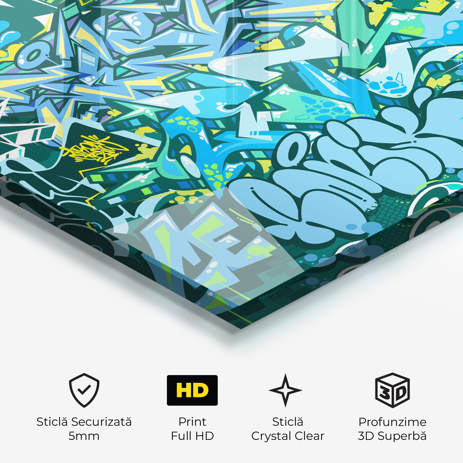Tablou Sticla Be One Graffiti mockup 3