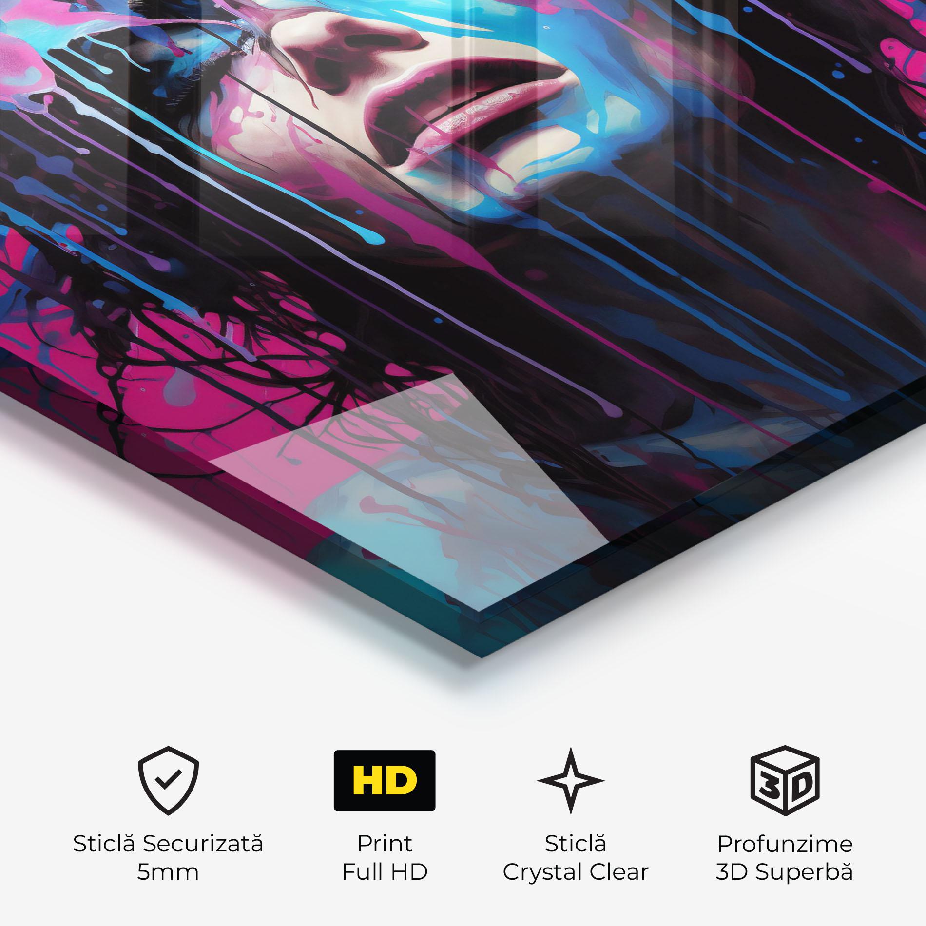 Tablou Sticla Blue Pink Woman mockup 3