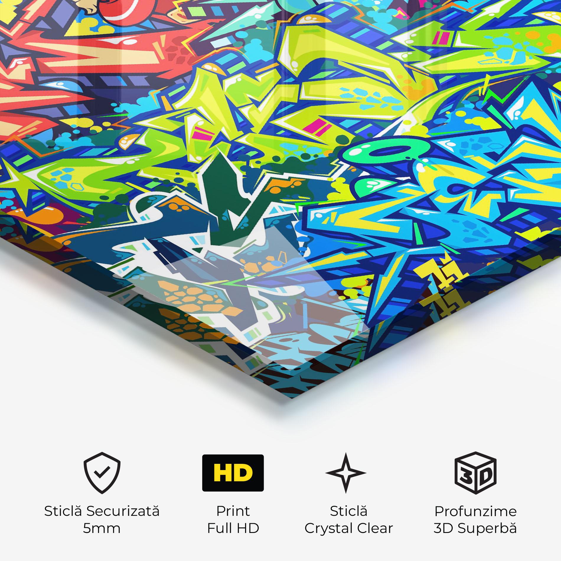 Tablou Sticla Colorful Graffiti mockup 3