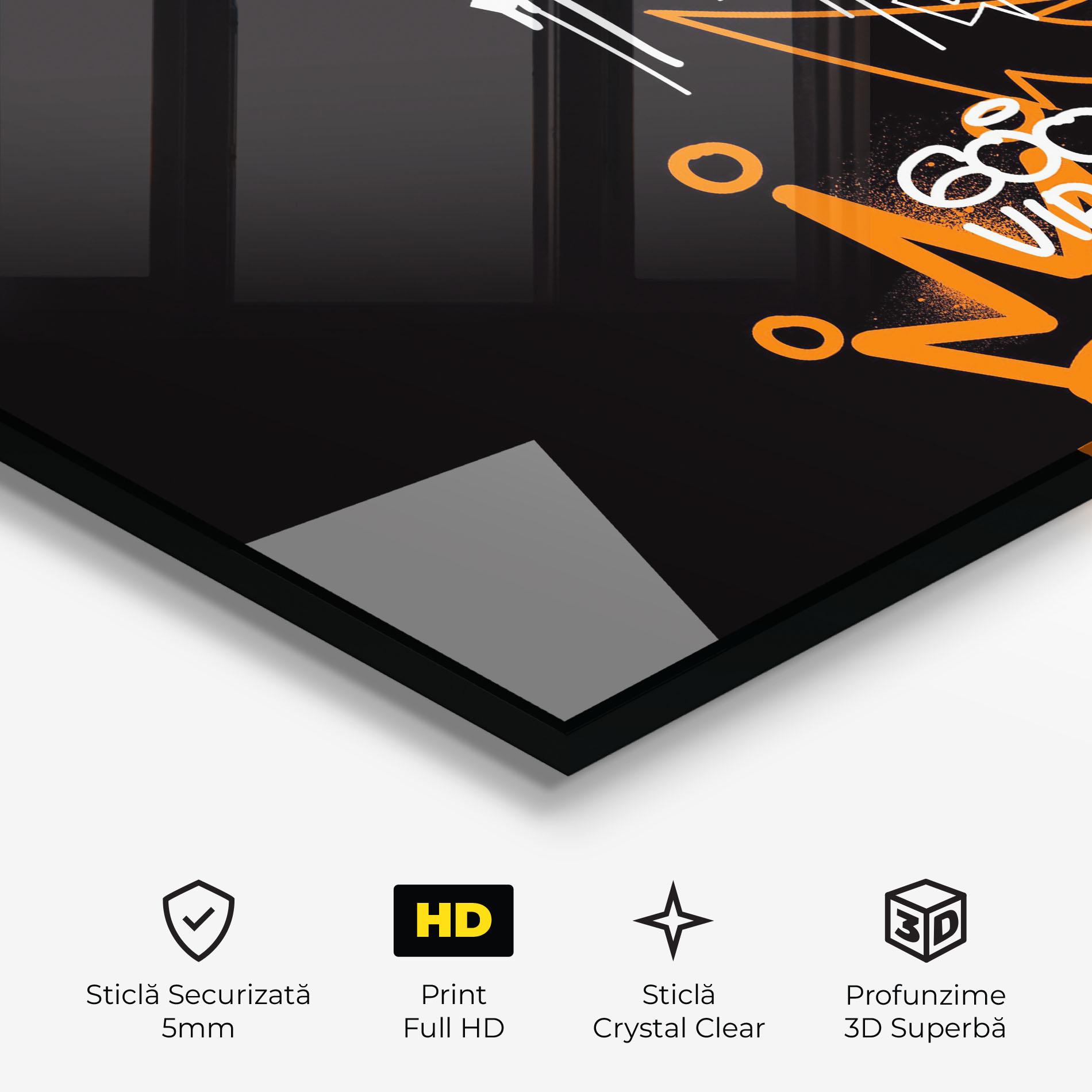 Tablou Sticla Good Vibes Graffiti mockup 3