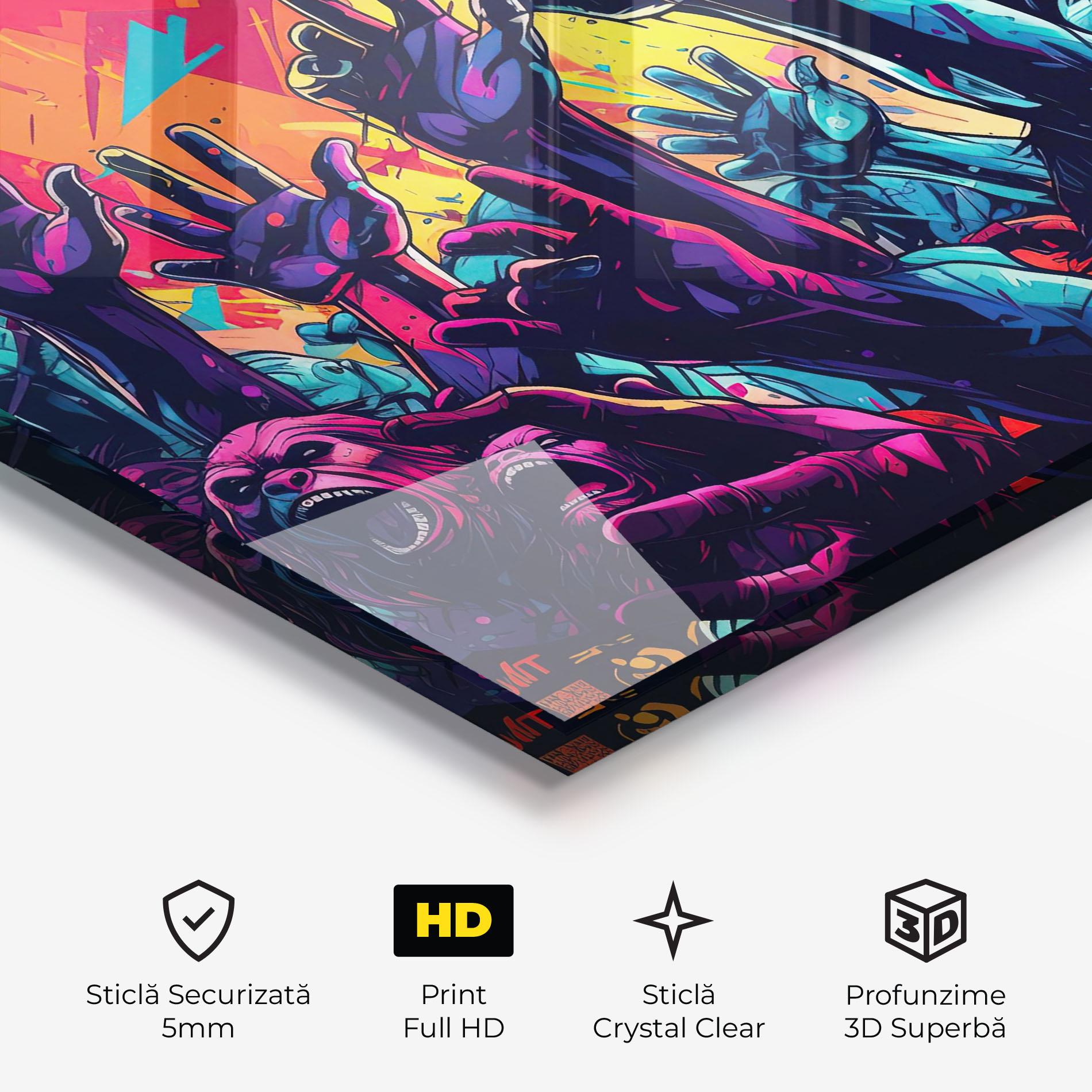 Tablou Sticla Graffiti Animals mockup 3