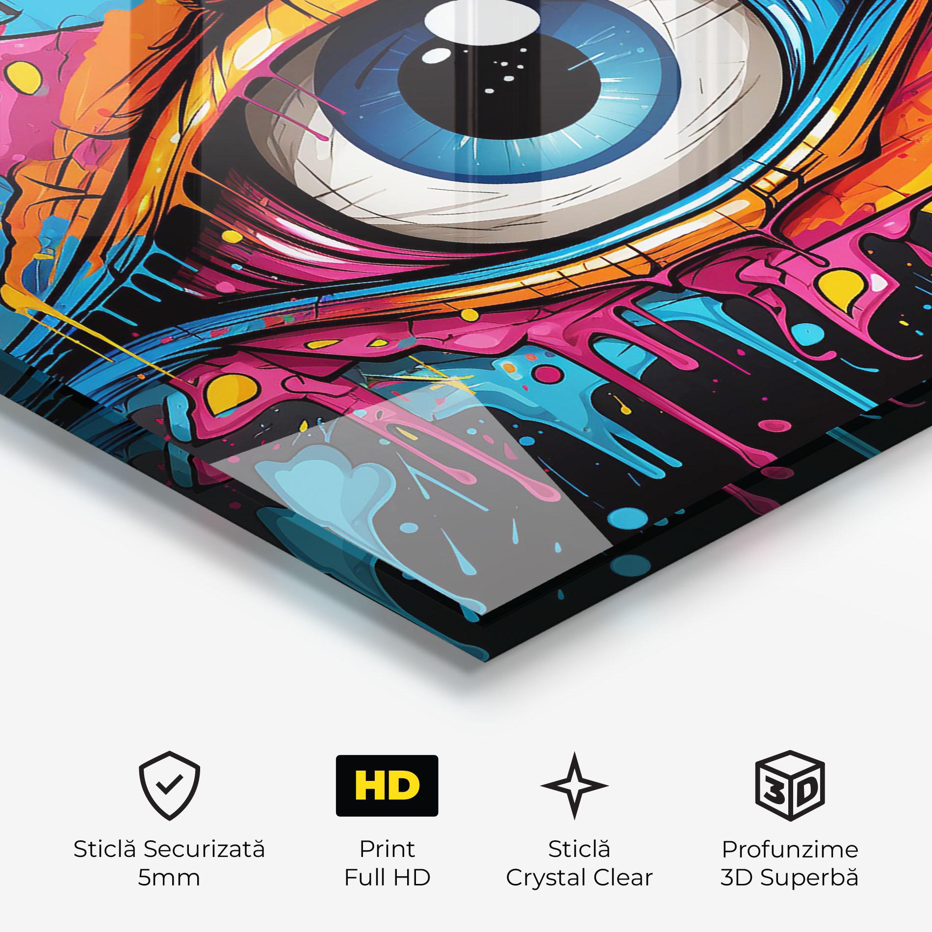 Tablou Sticla Graffitistyle Eye mockup 3