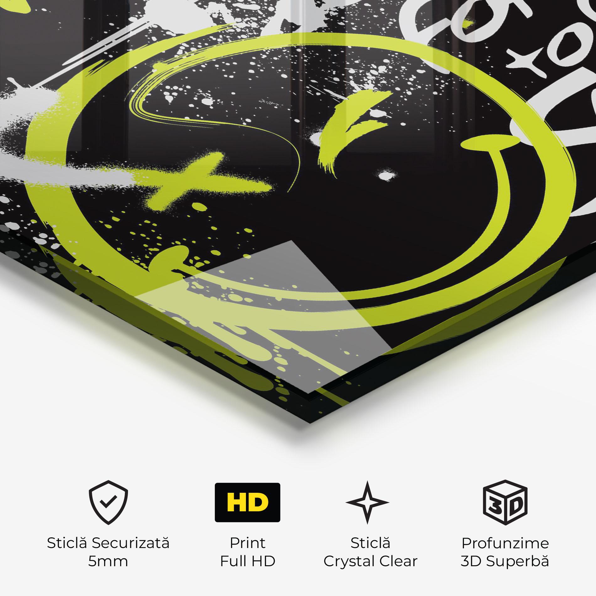 Tablou Sticla Green Smile Graffiti mockup 3