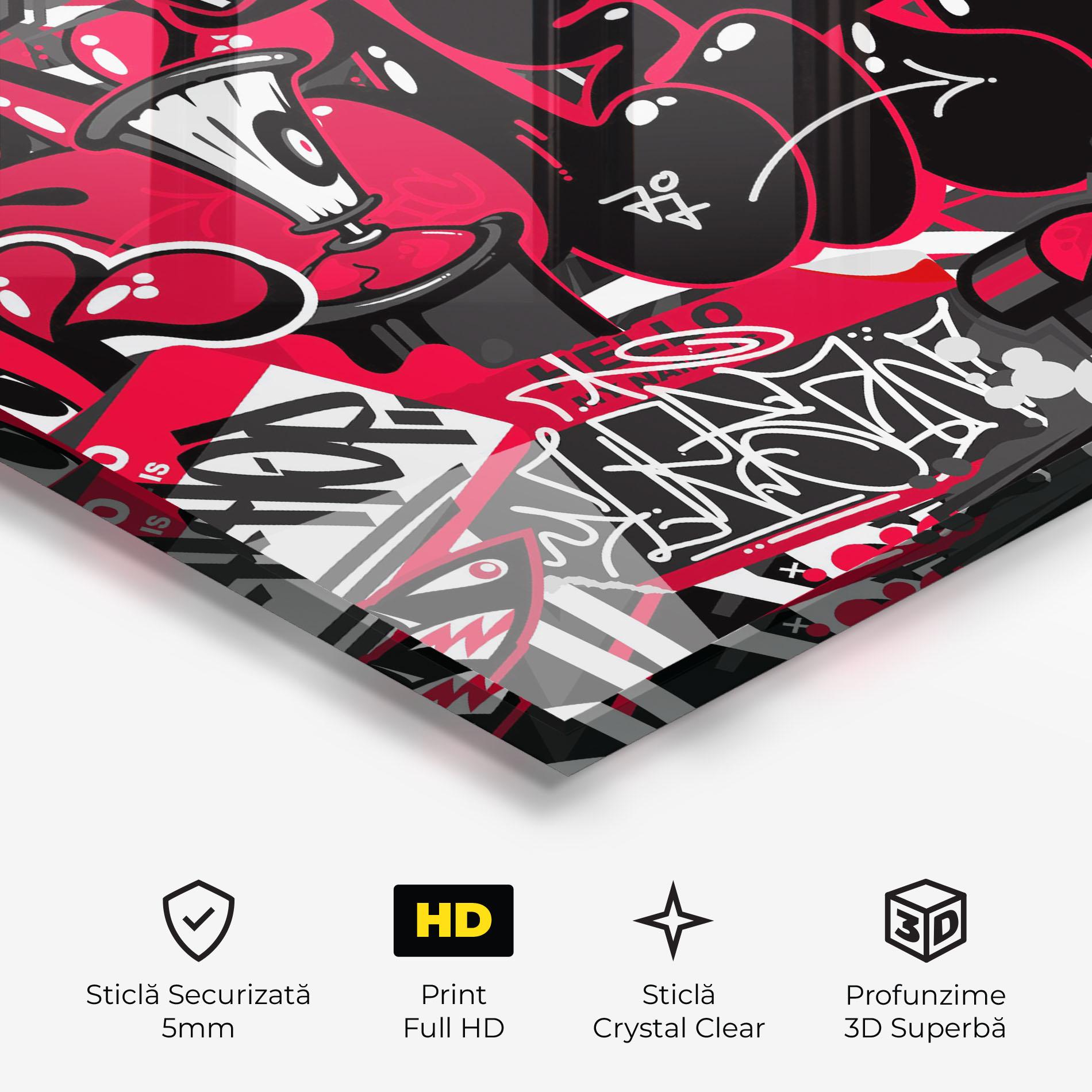 Tablou Sticla Hip Hop Graffiti mockup 3