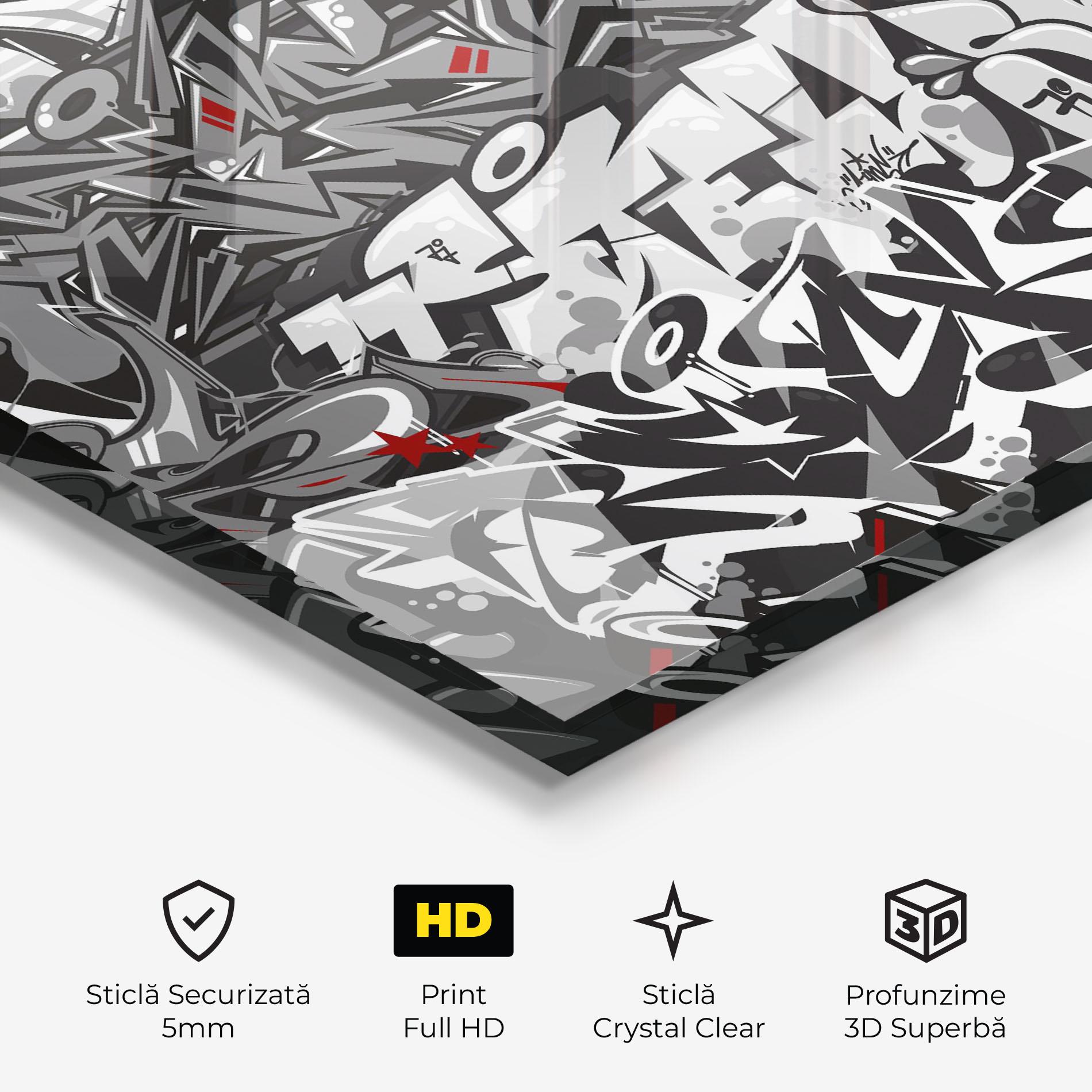 Tablou Sticla Skull Graffiti mockup 3