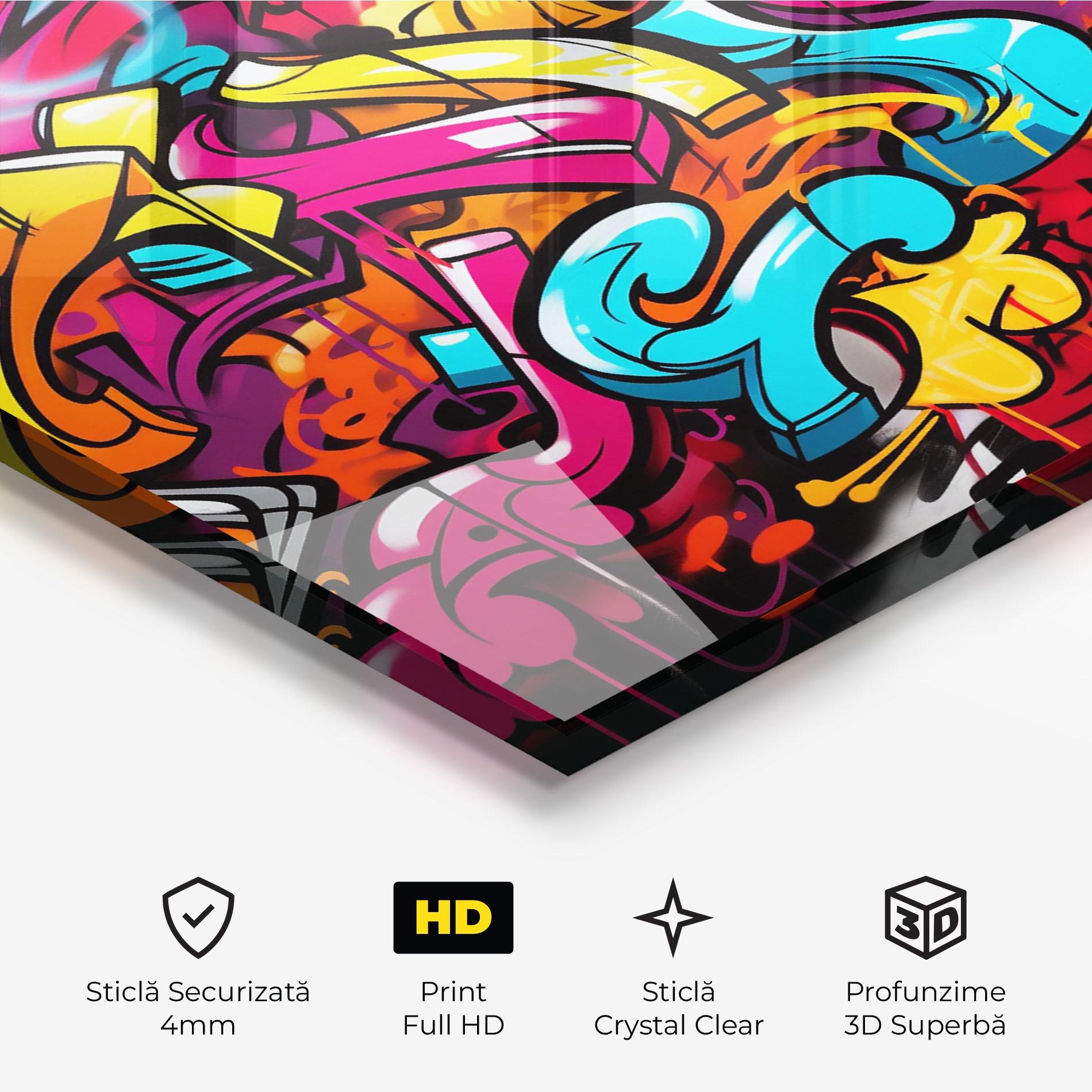 Tablou Sticla Abstract Graffiti mockup 3