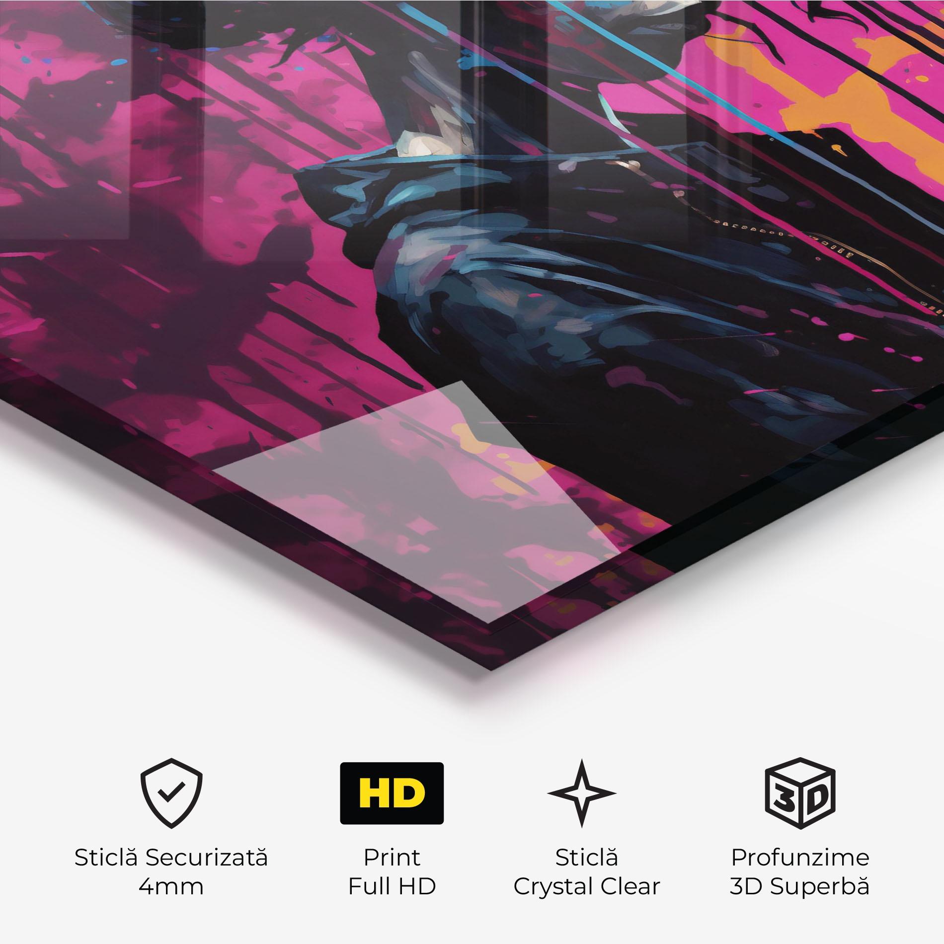 Tablou Sticla Blue Pink Paint Falling mockup 3