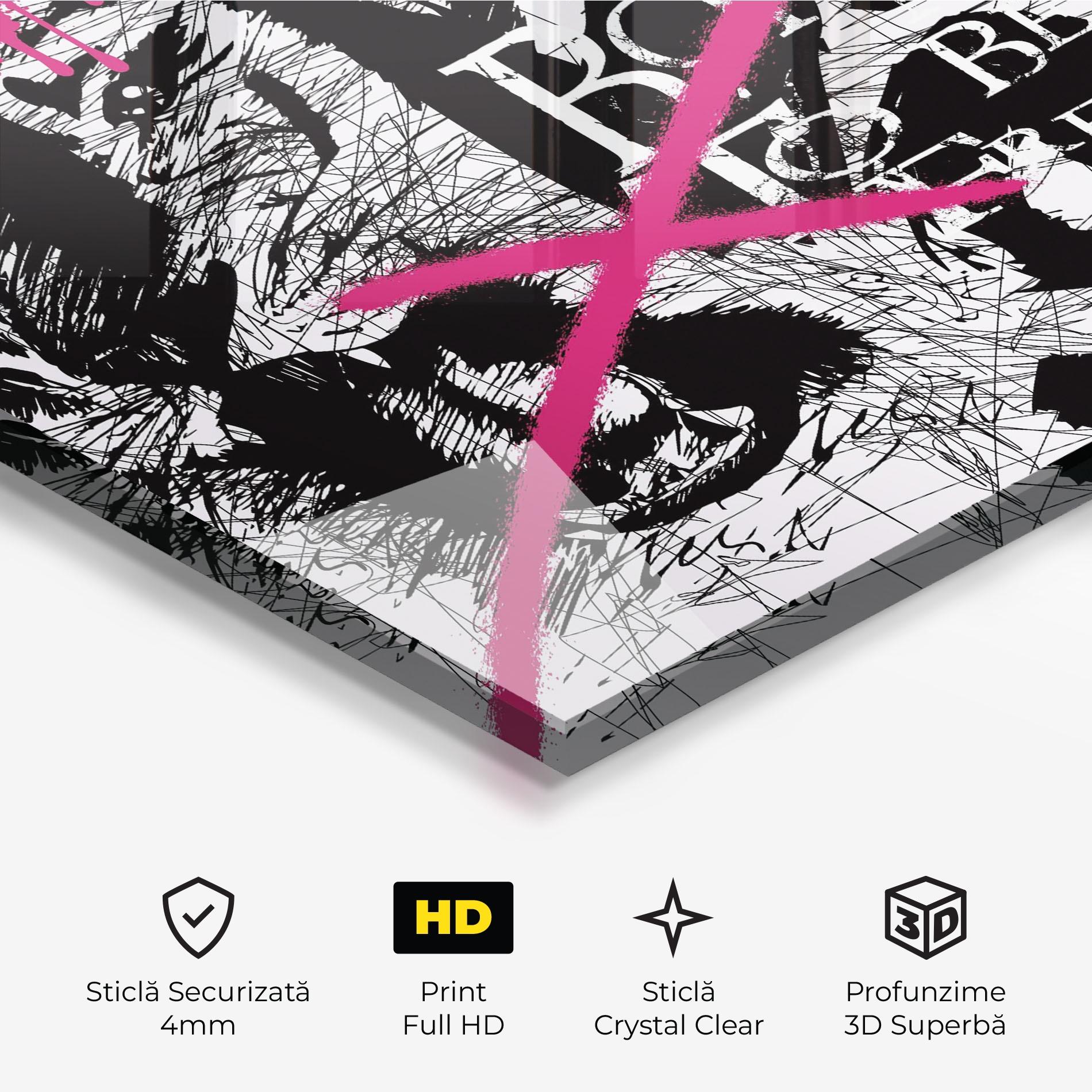 Tablou Sticla Born Free Graffiti mockup 3