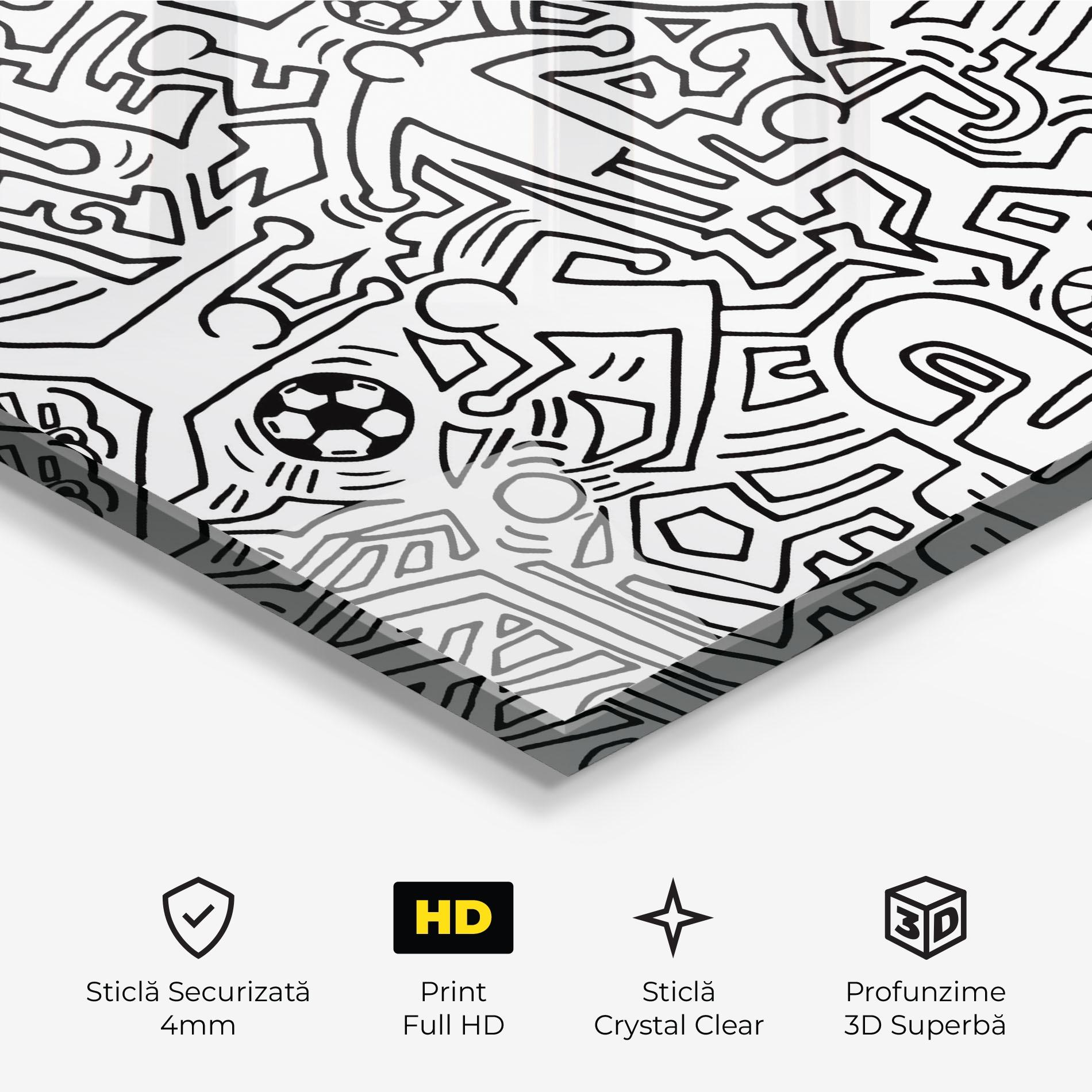 Tablou Sticla Football Drawing mockup 3