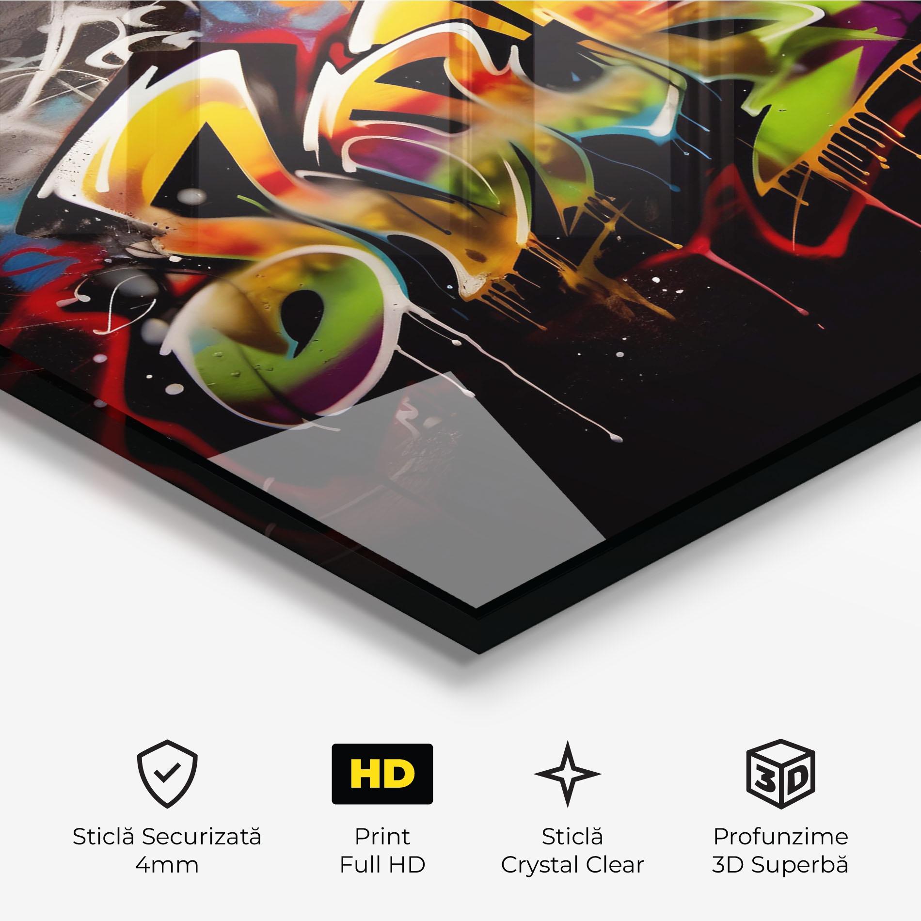 Tablou Sticla Graffiti Style Wall mockup 3