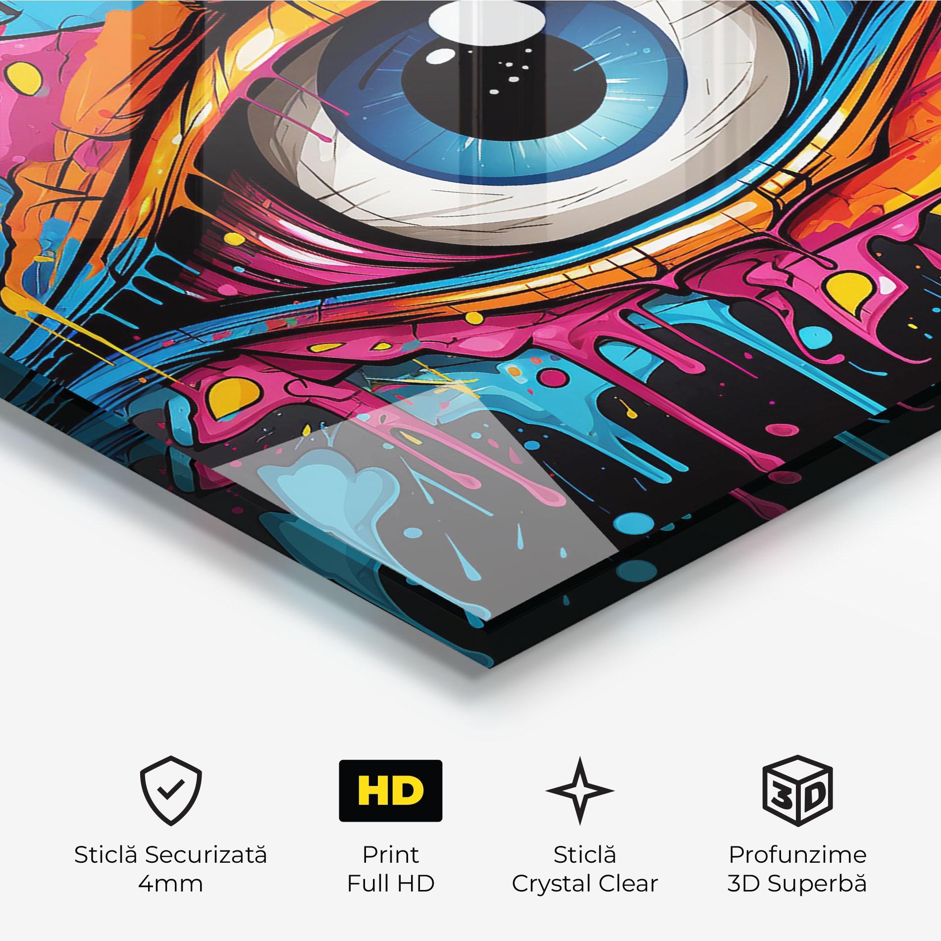 Tablou Sticla Graffitistyle Eye mockup 3