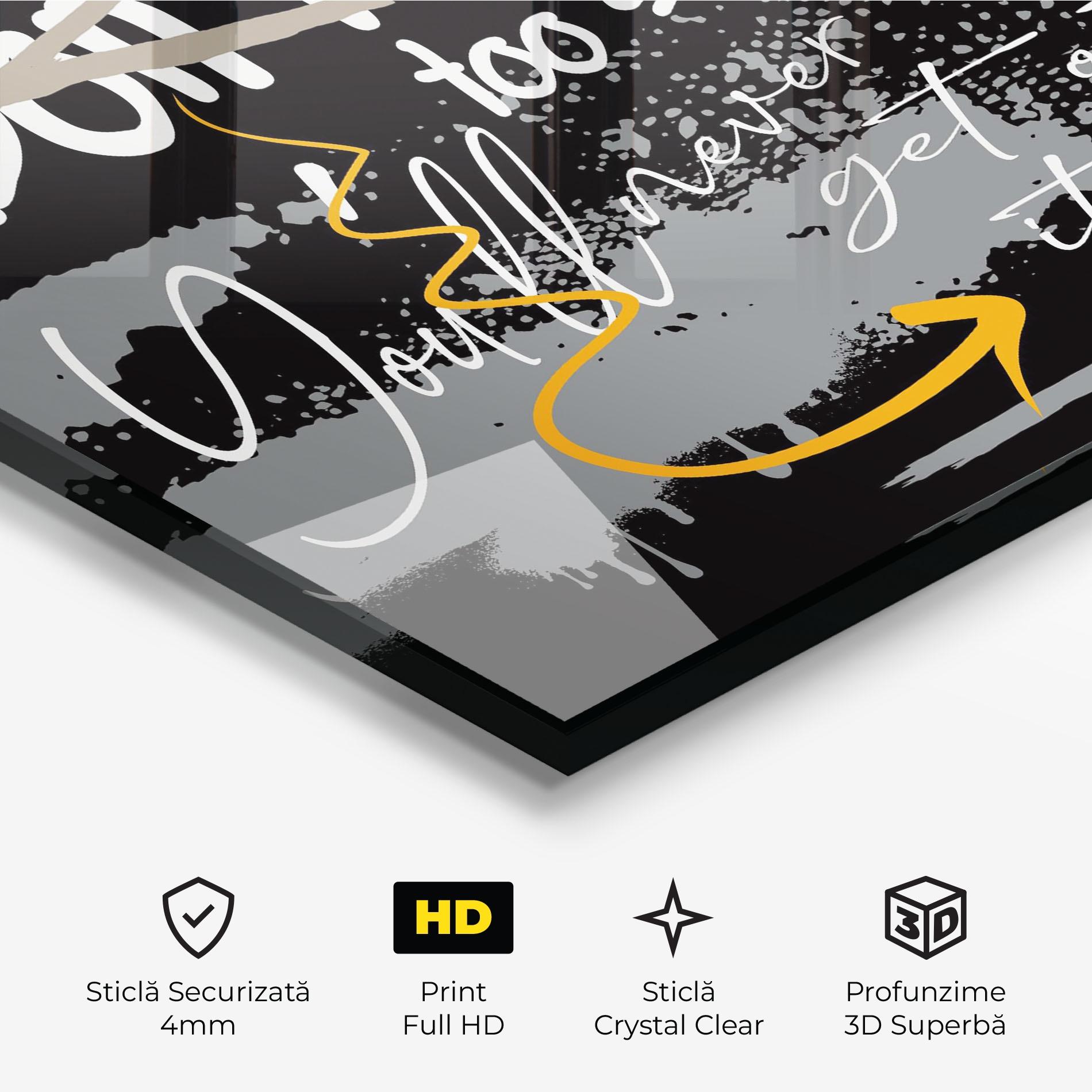 Tablou Sticla Grey Orange Graffiti mockup 3