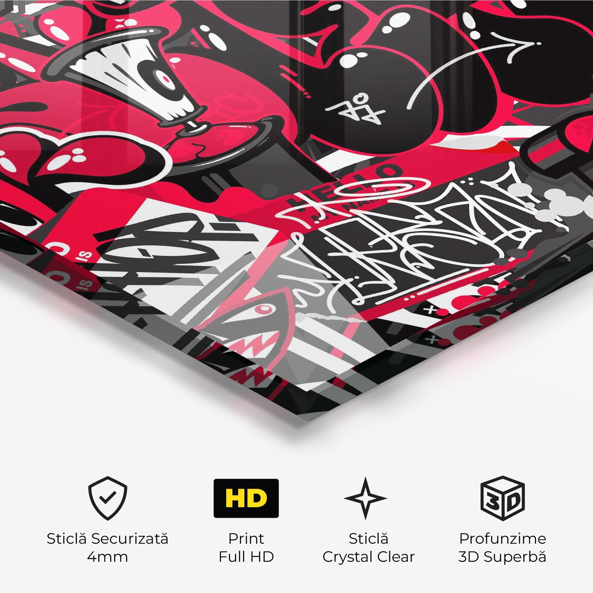 Tablou Sticla Hip Hop Graffiti mockup 3