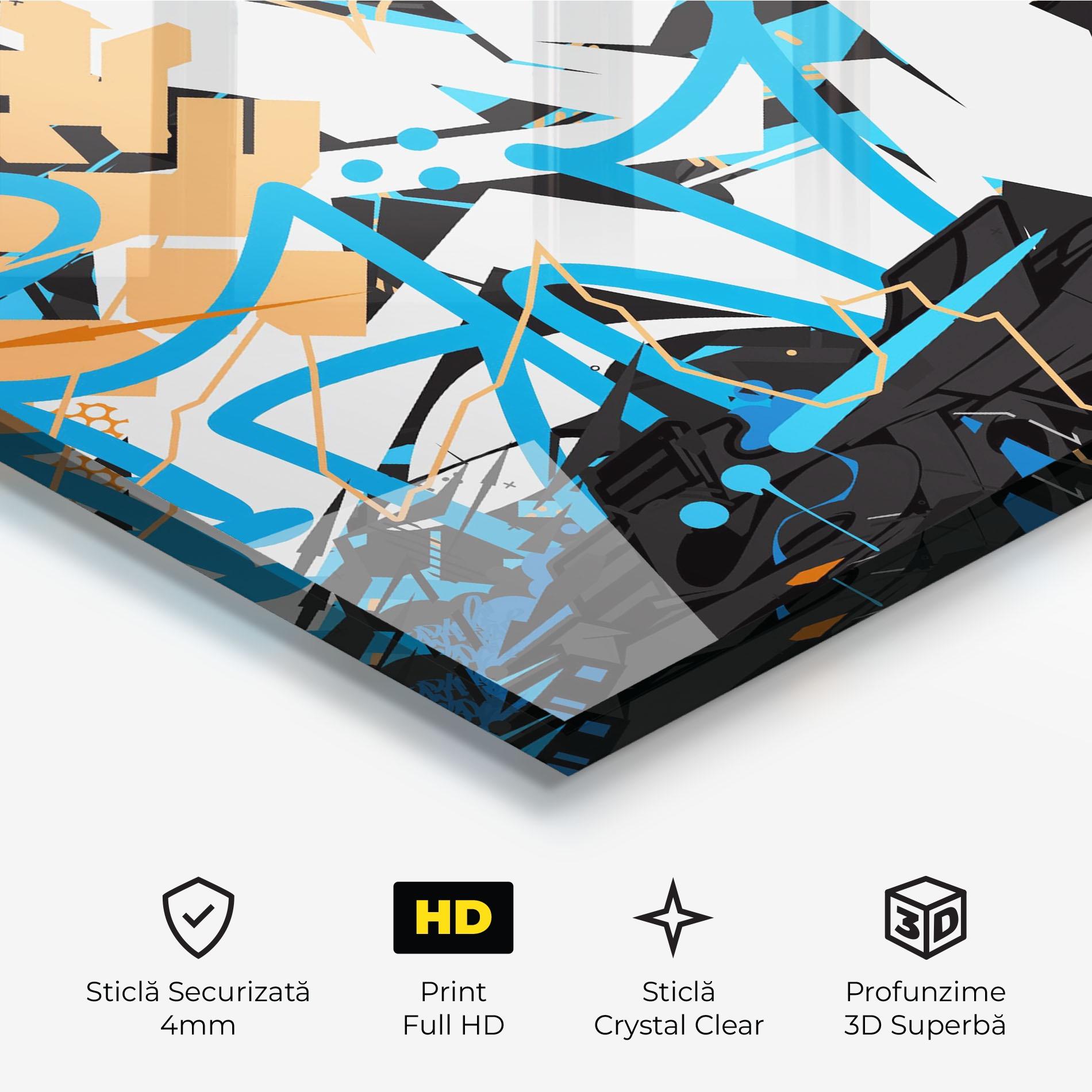 Tablou Sticla White Orange Graffiti mockup 3