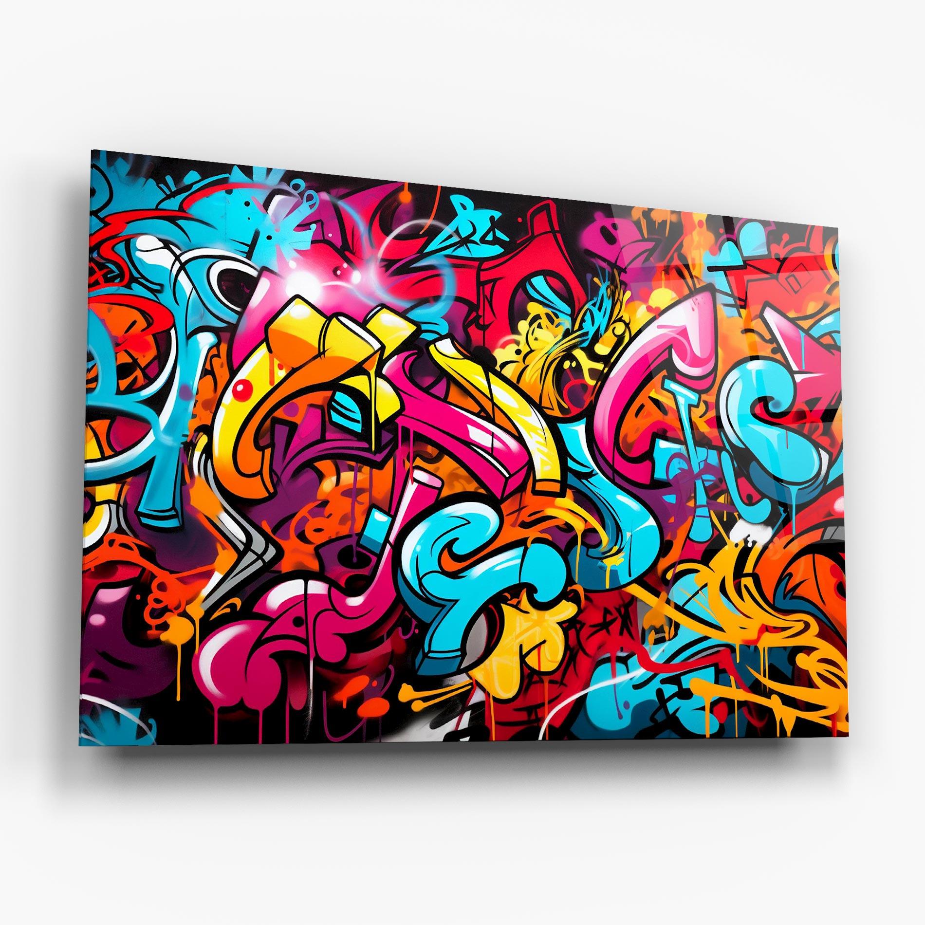 Tablou Sticla Abstract Graffiti mockup 6