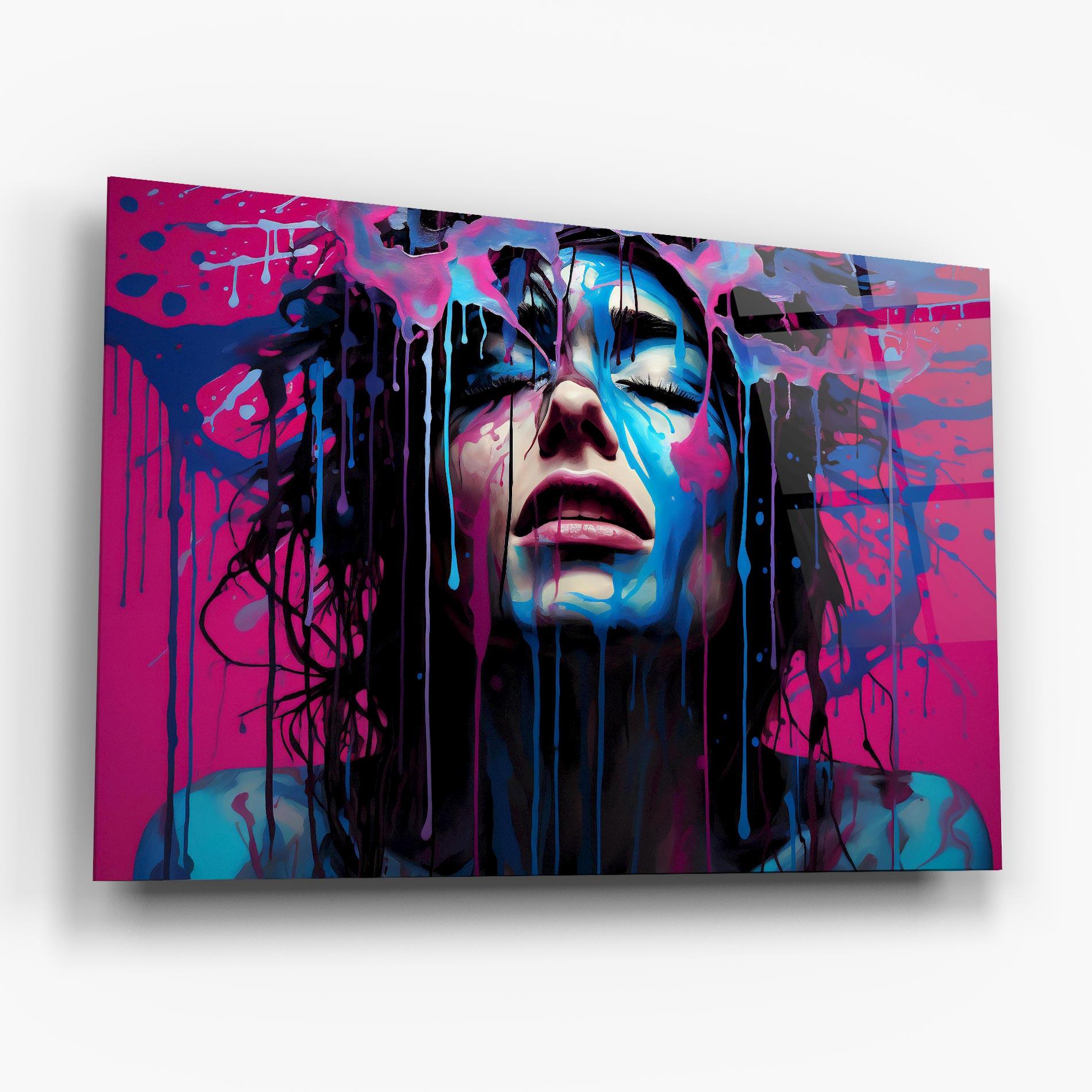 Tablou Sticla Blue Pink Woman mockup 6