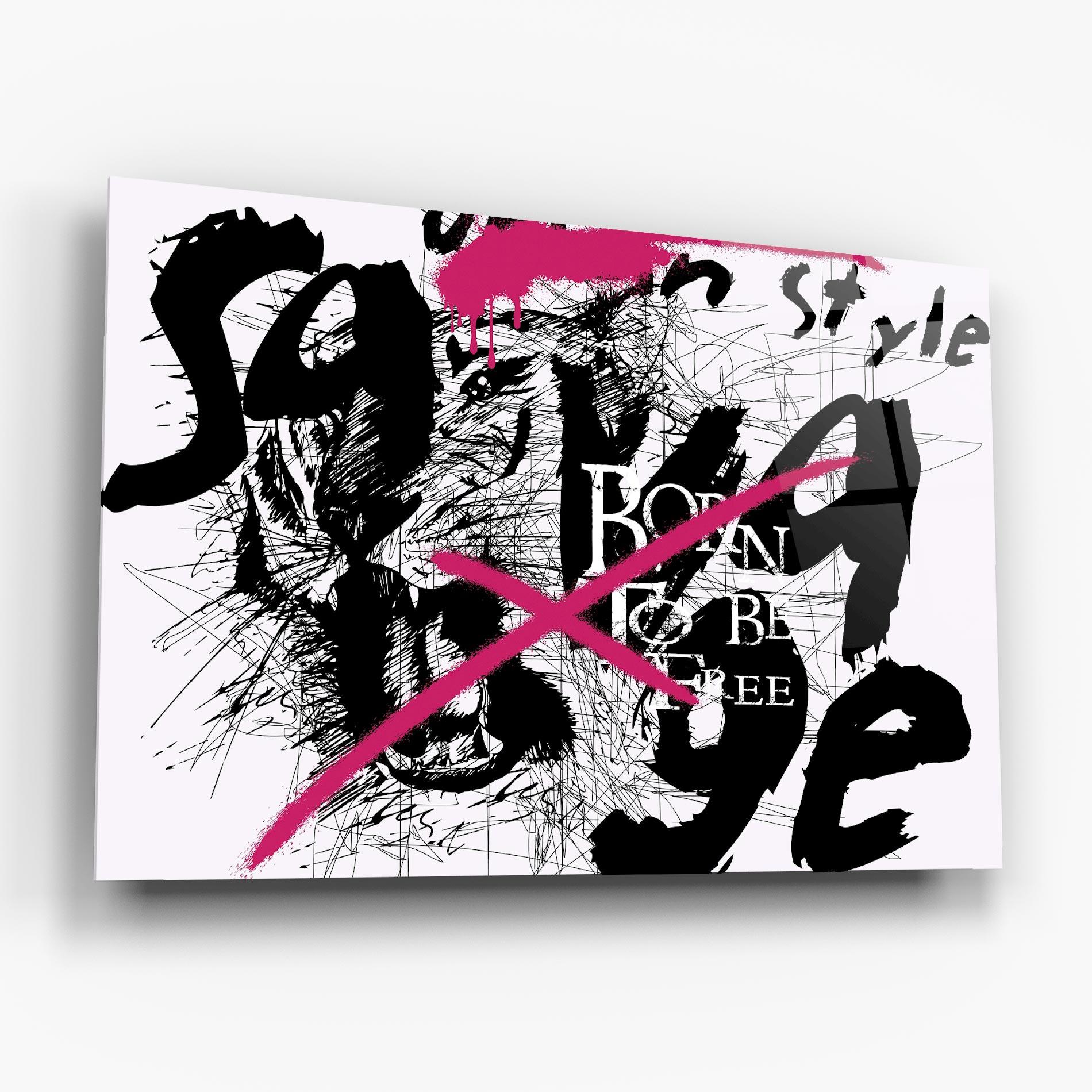 Tablou Sticla Born Free Graffiti mockup 6