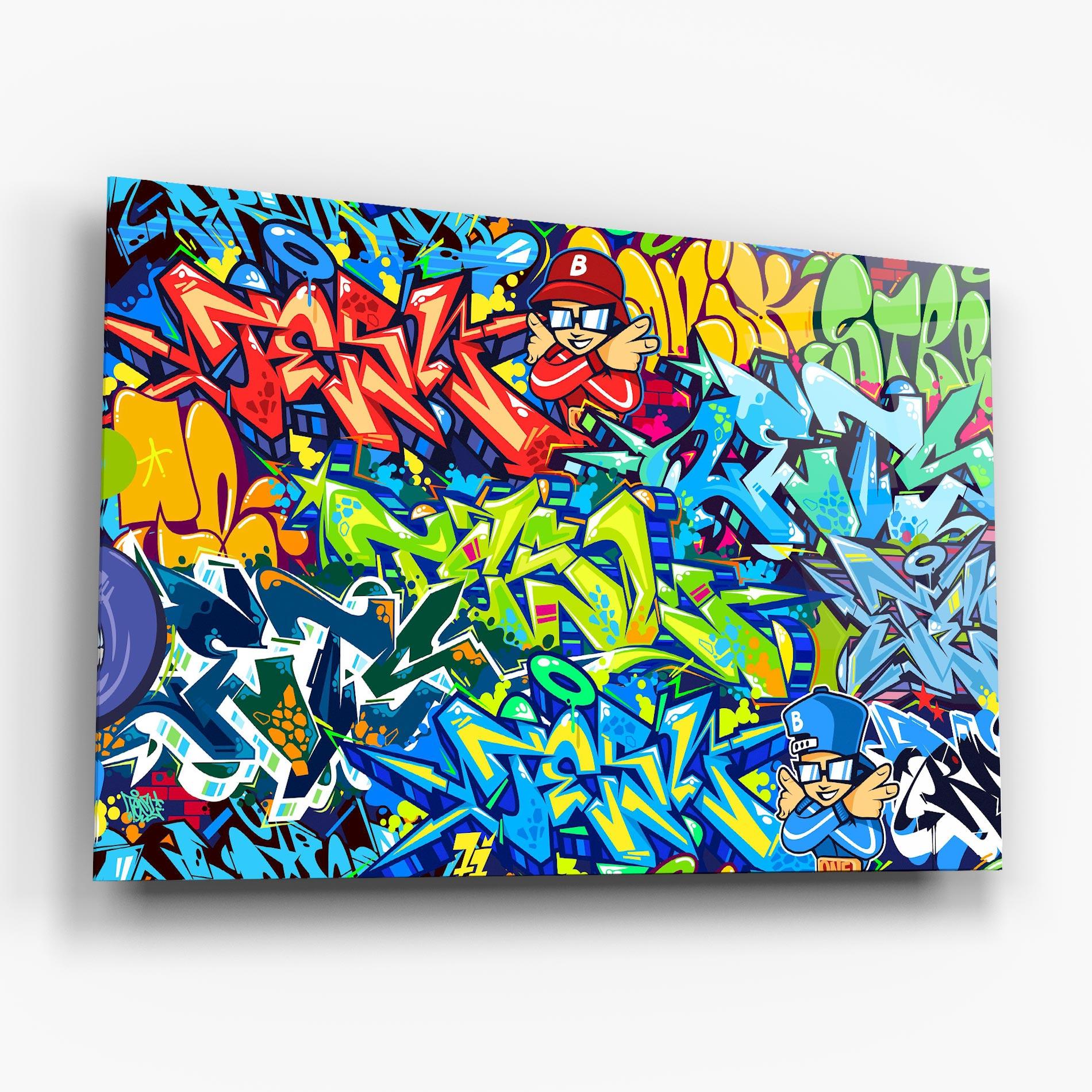 Tablou Sticla Colorful Graffiti mockup 6