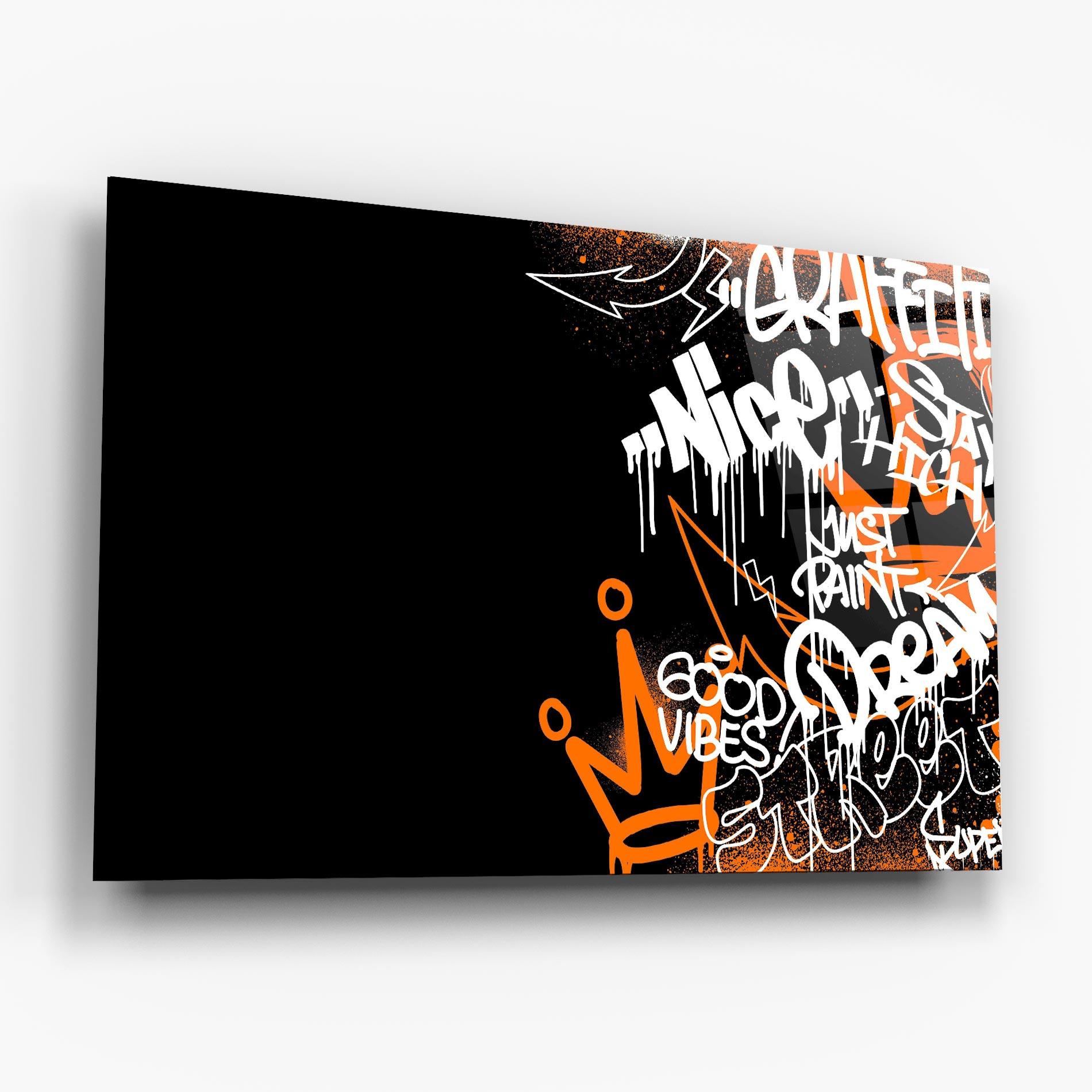 Tablou Sticla Good Vibes Graffiti mockup 6
