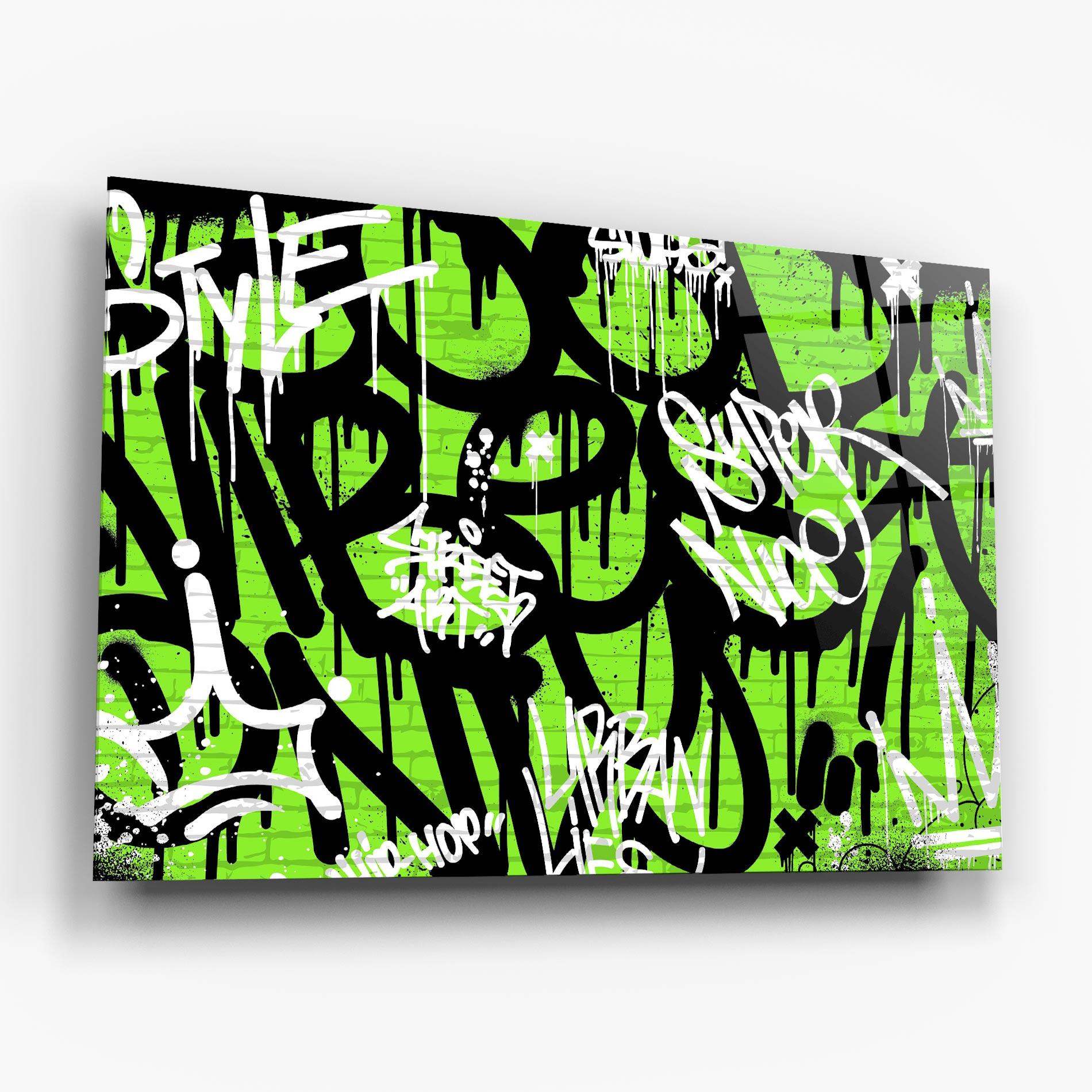 Tablou Sticla Graffiti Green Style mockup 6