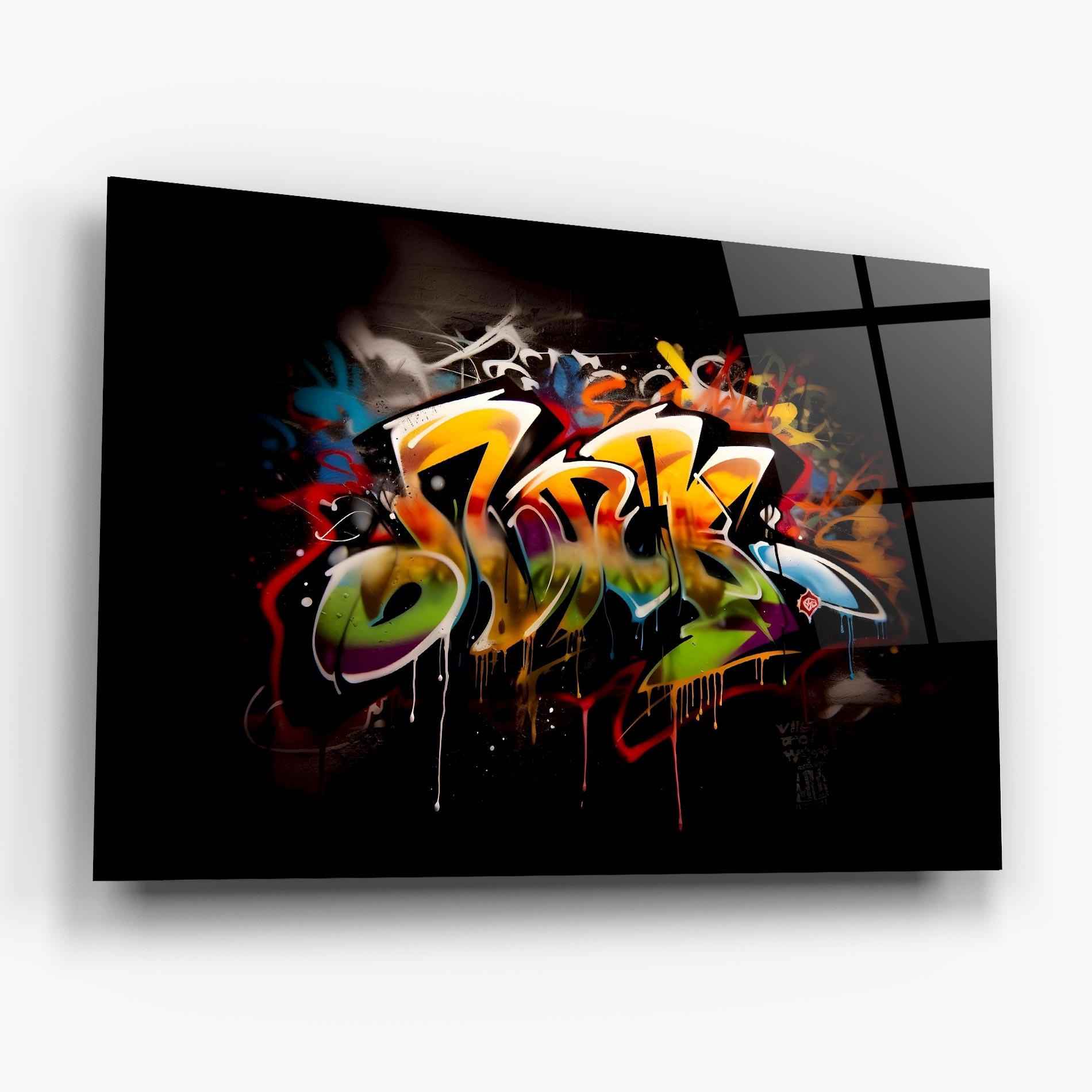 Tablou Sticla Graffiti Style Wall mockup 6