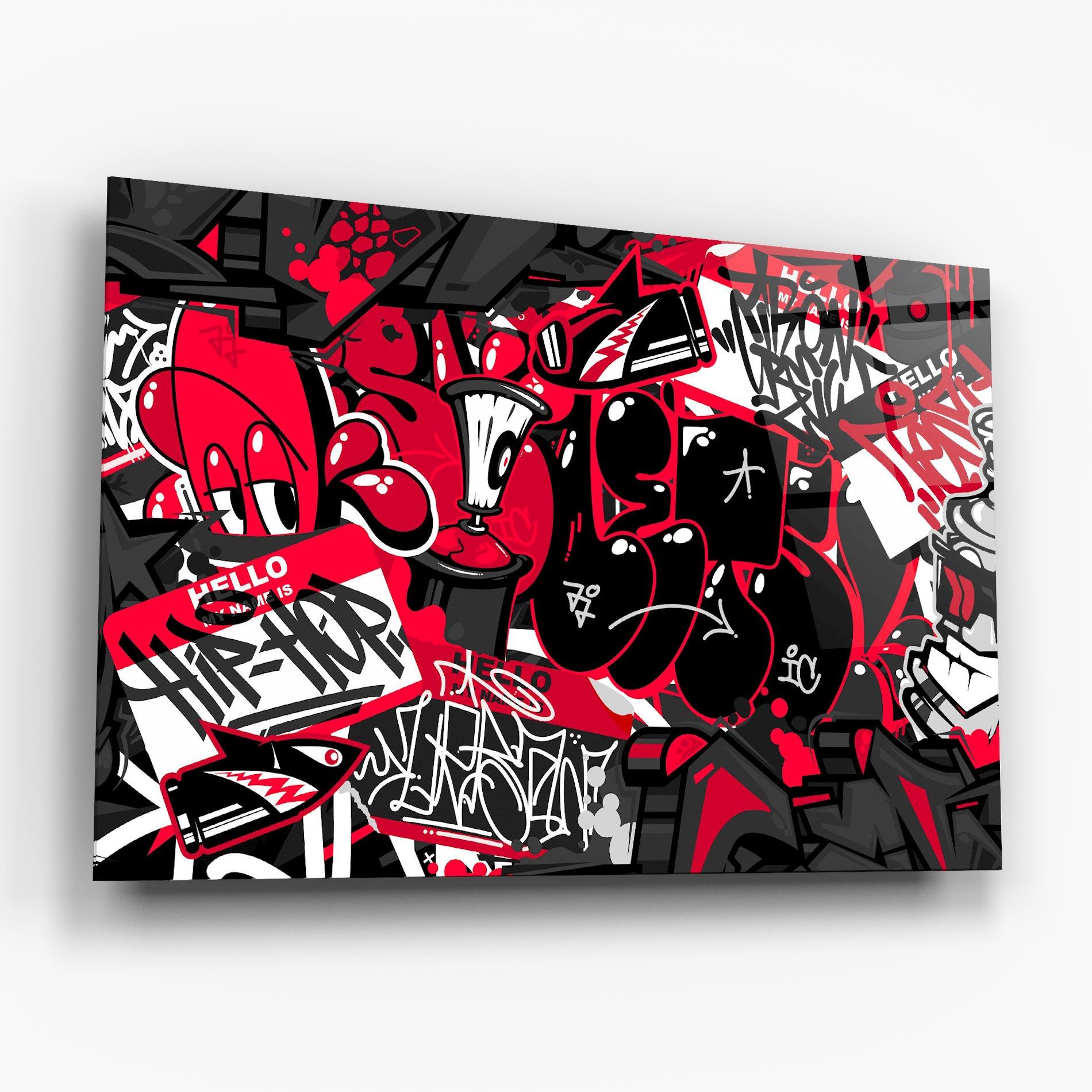 Tablou Sticla Hip Hop Graffiti mockup 6