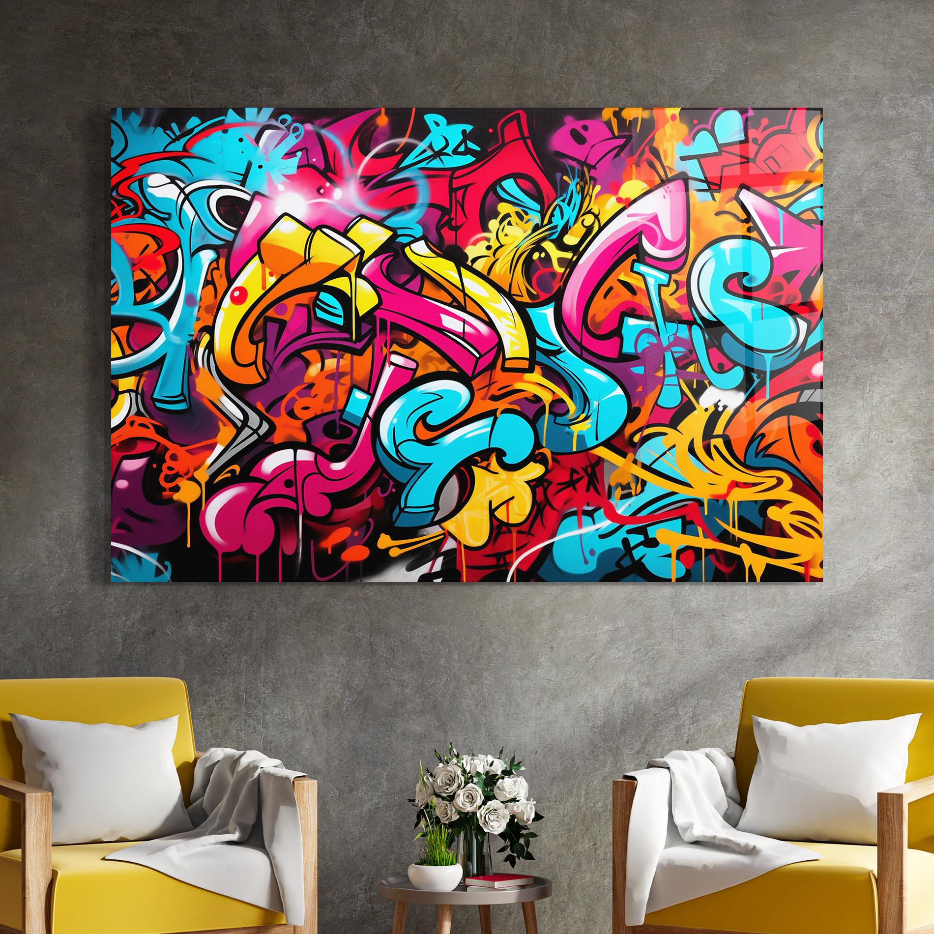 Tablou Sticla Abstract Graffiti mockup 4