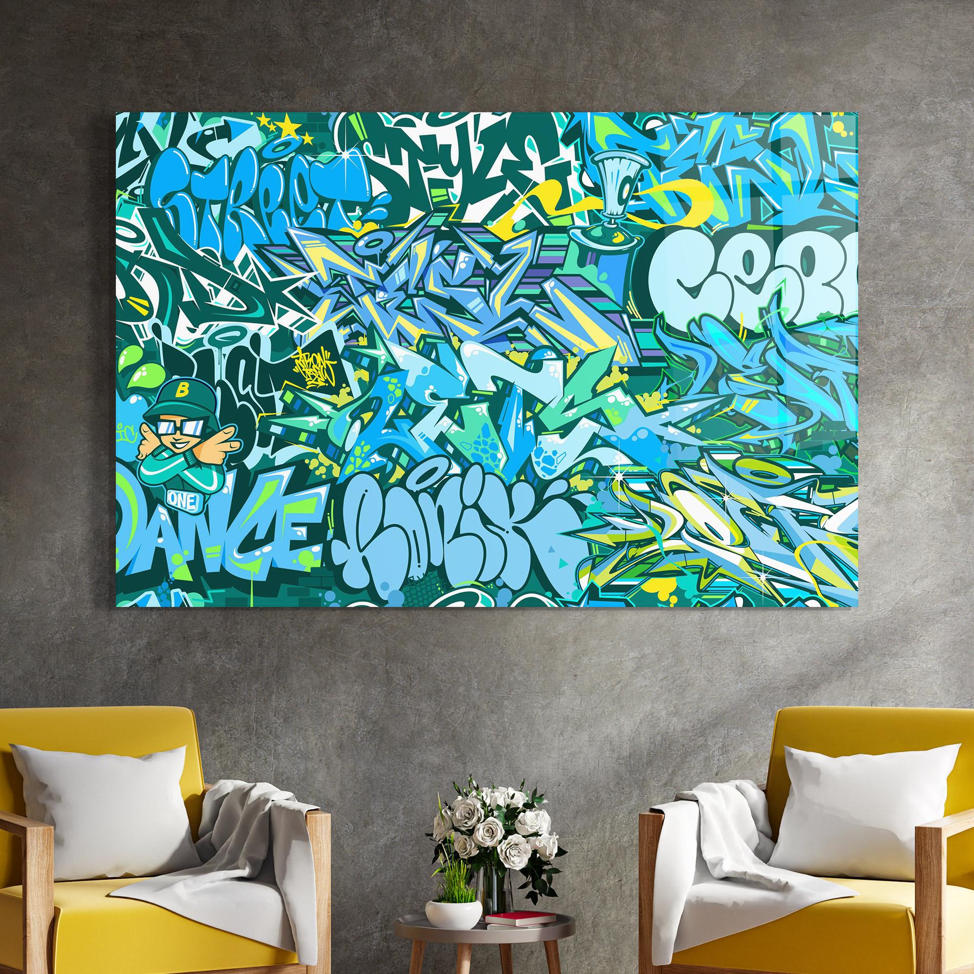 Tablou Sticla Be One Graffiti mockup 4