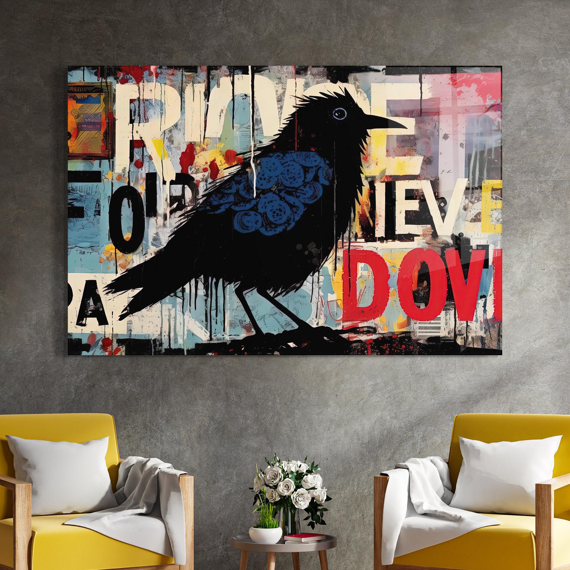 Tablou Sticla Bird Old Doodle mockup 4