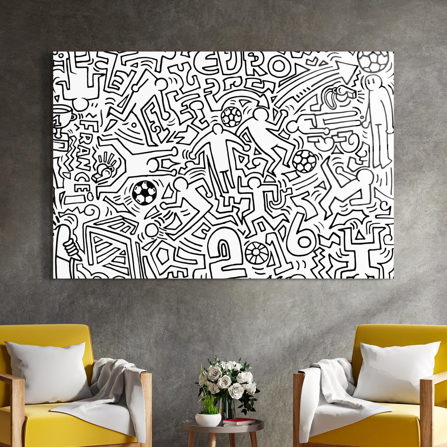 Tablou Sticla Football Drawing mockup 4