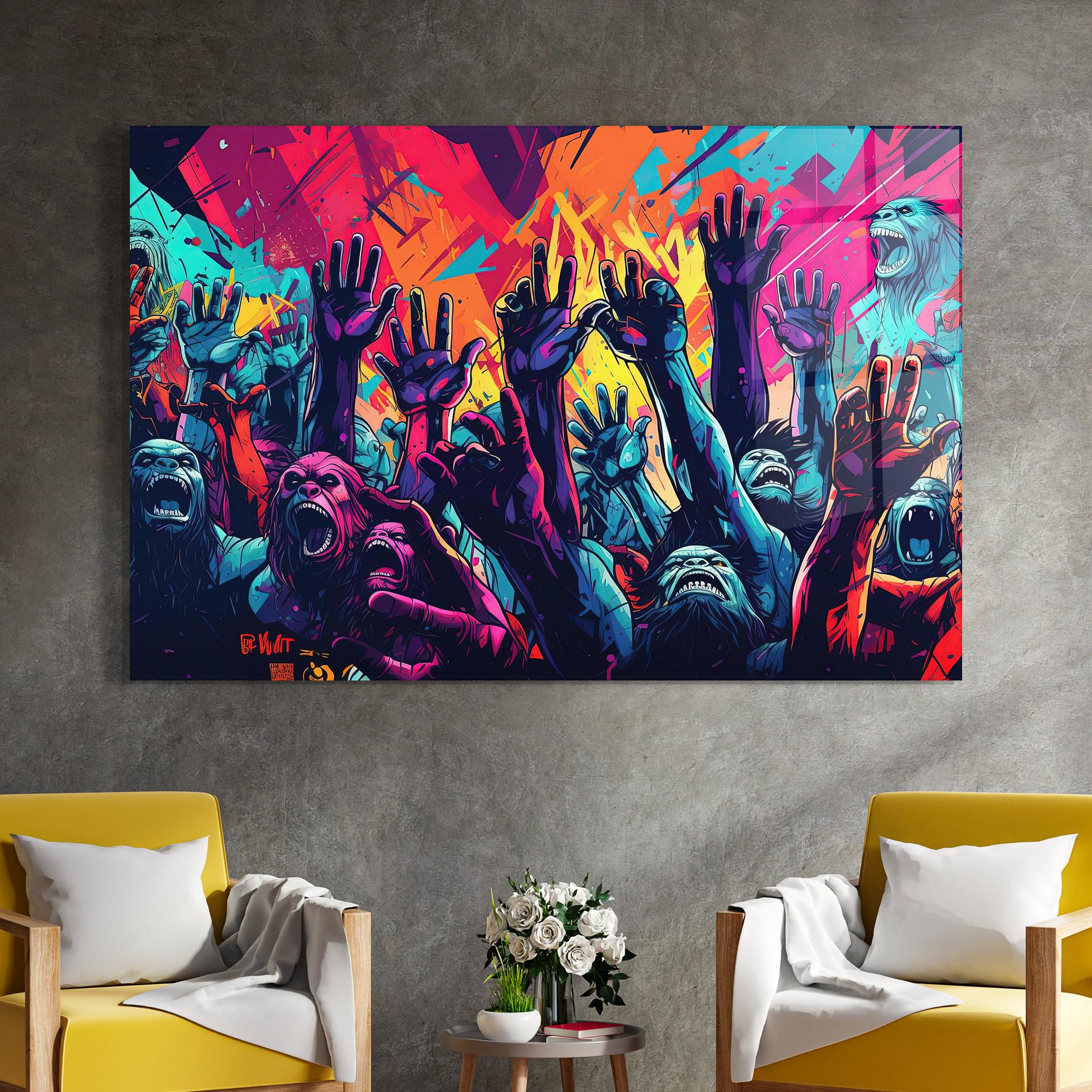 Tablou Sticla Graffiti Animals mockup 4