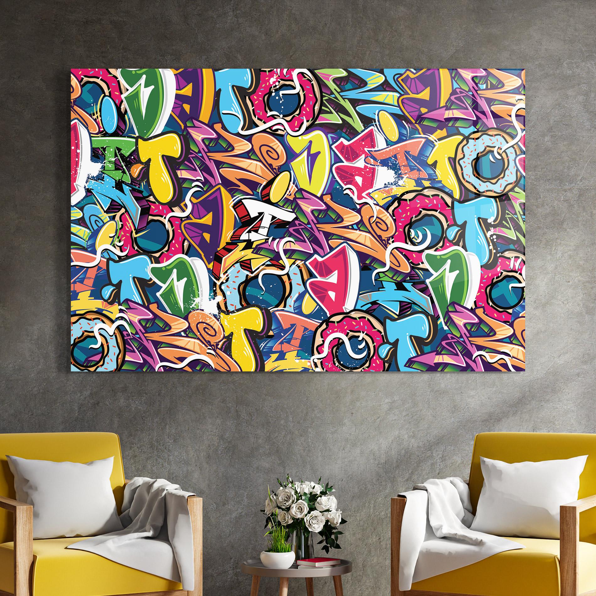 Tablou Sticla Graffiti Letters mockup 4