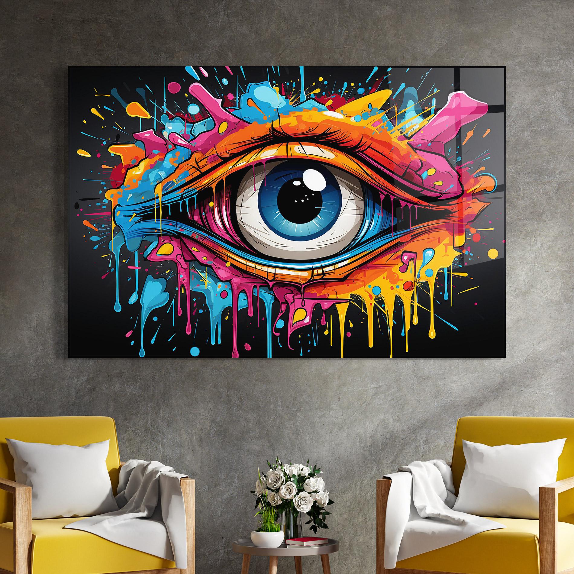 Tablou Sticla Graffitistyle Eye mockup 4
