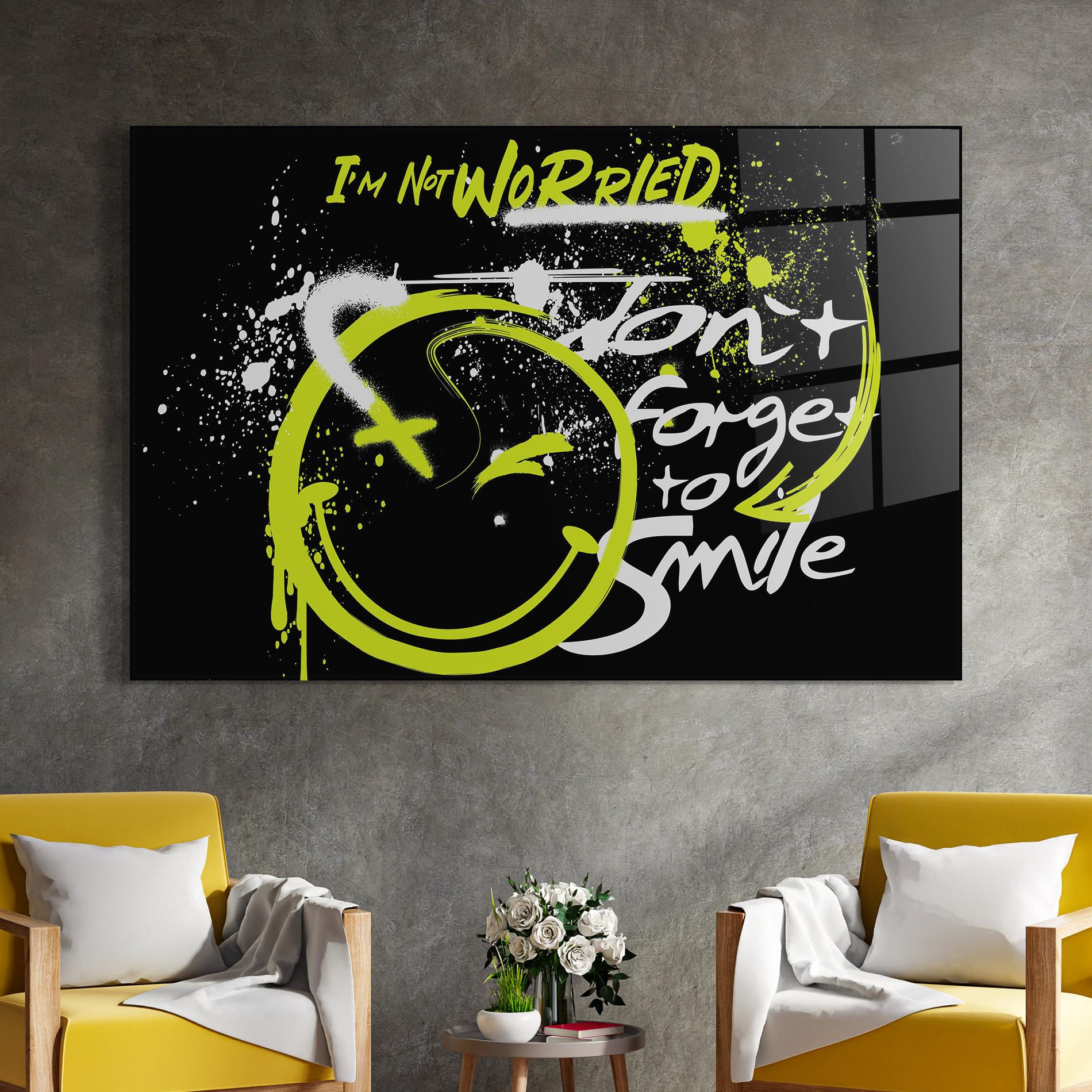 Tablou Sticla Green Smile Graffiti mockup 4