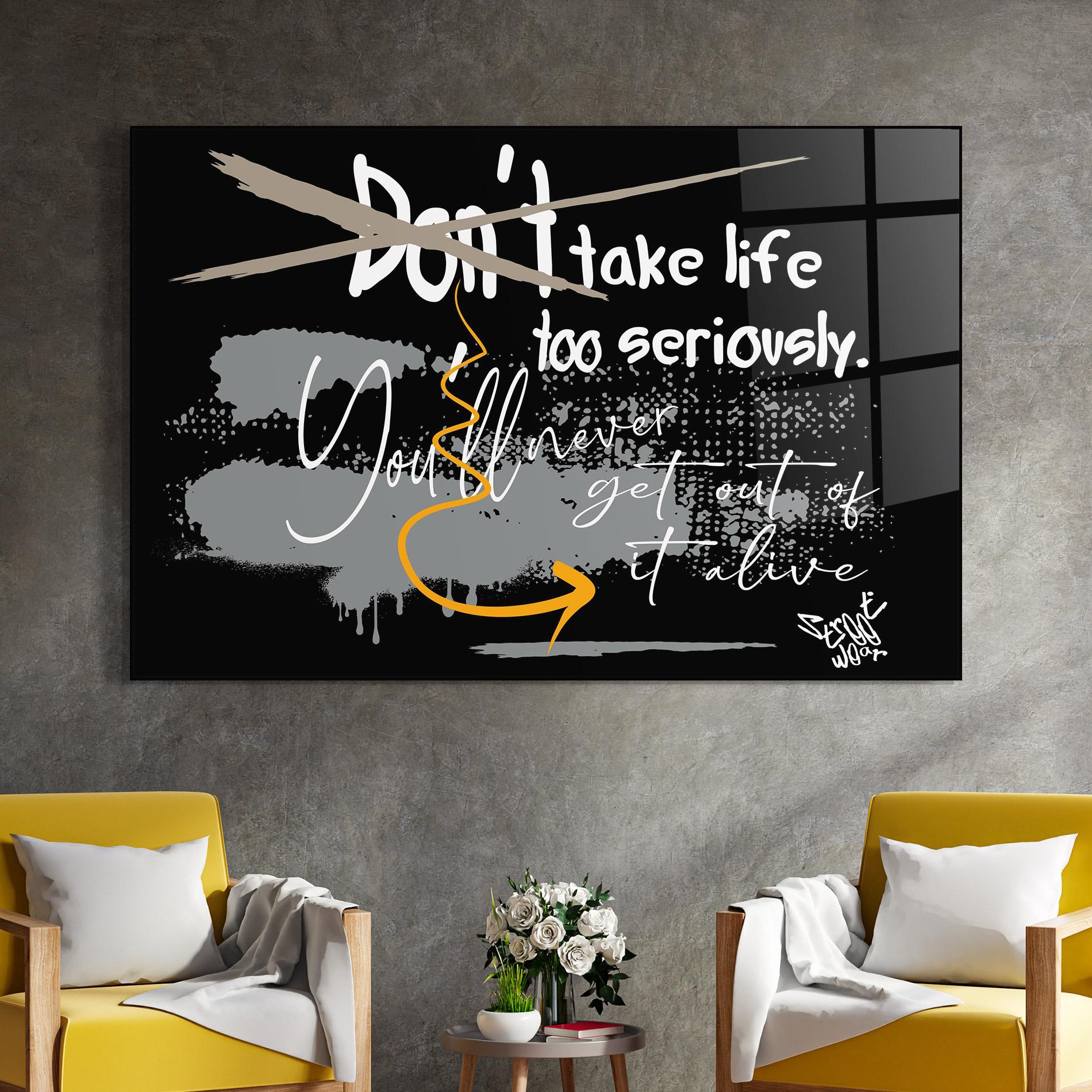 Tablou Sticla Grey Orange Graffiti mockup 4