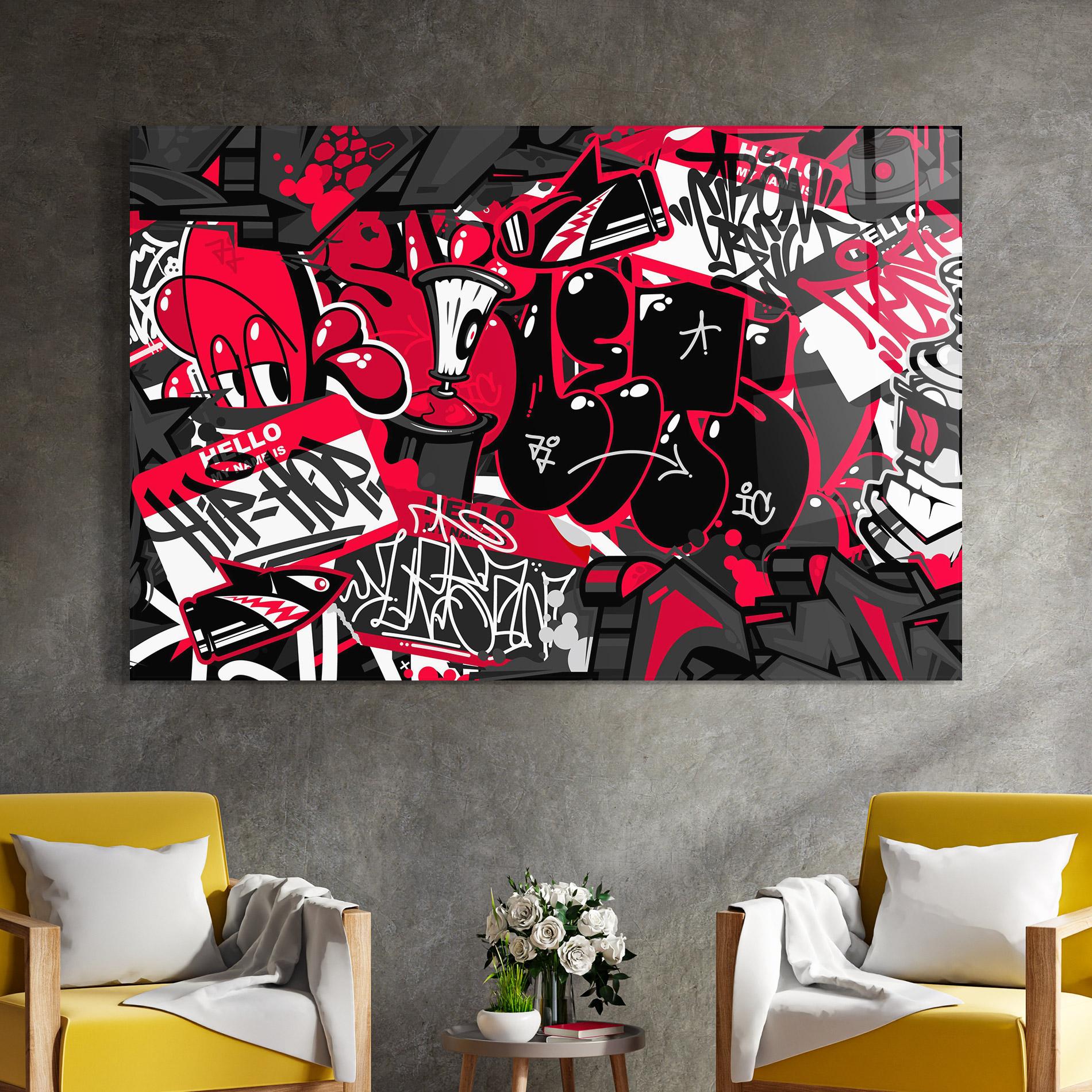 Tablou Sticla Hip Hop Graffiti mockup 4