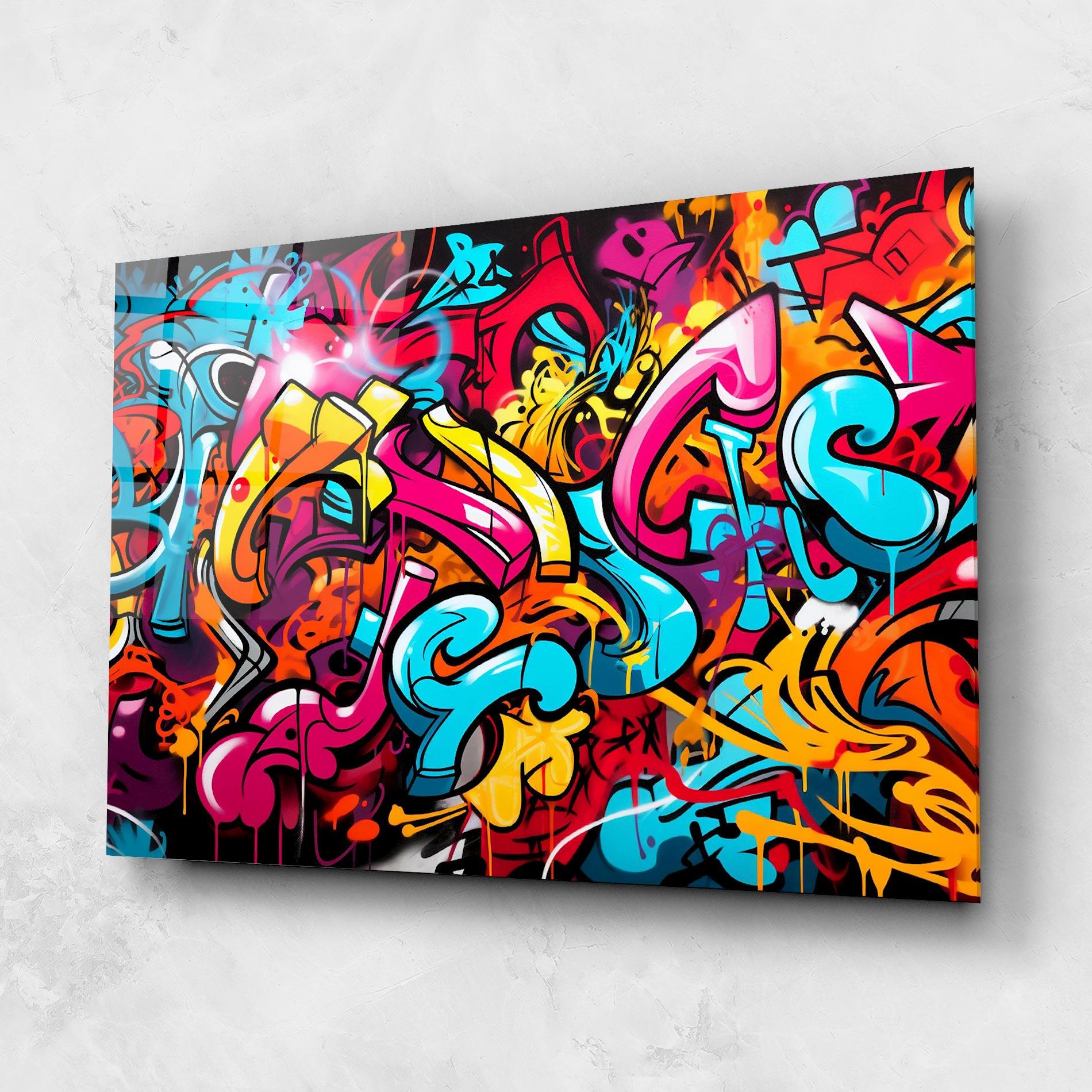 Tablou Sticla Abstract Graffiti mockup 1