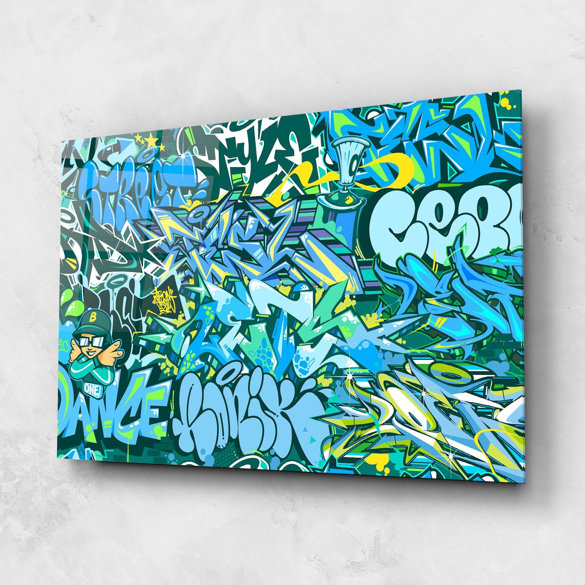 Tablou Sticla Be One Graffiti mockup 1