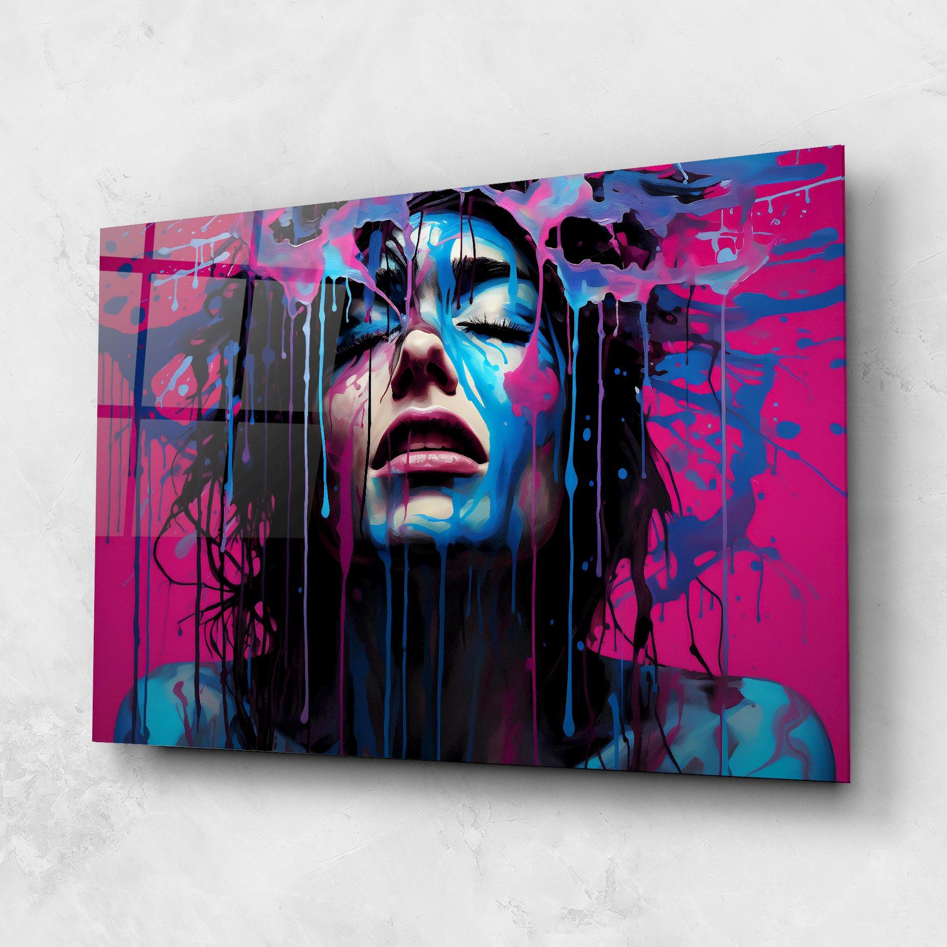 Tablou Sticla Blue Pink Woman mockup 1