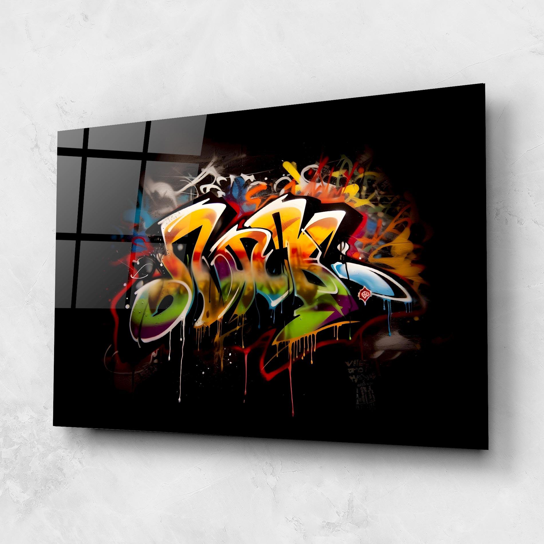 Tablou Sticla Graffiti Style Wall mockup 1