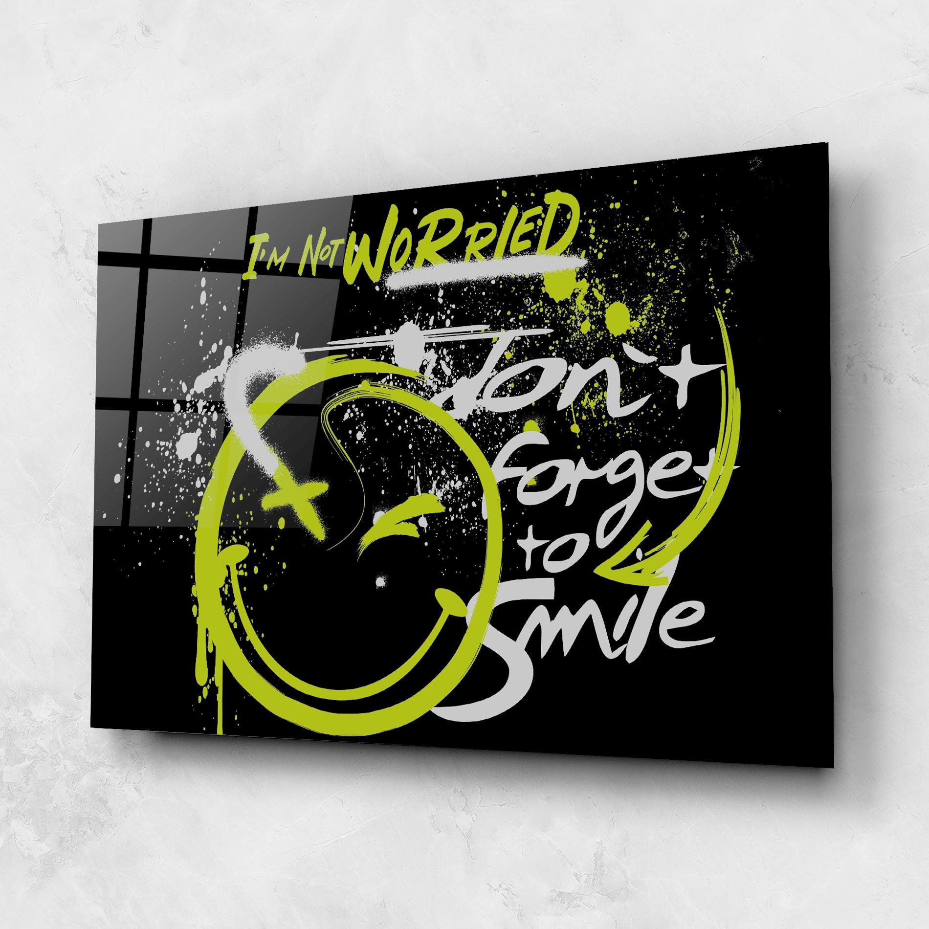 Tablou Sticla Green Smile Graffiti mockup 1