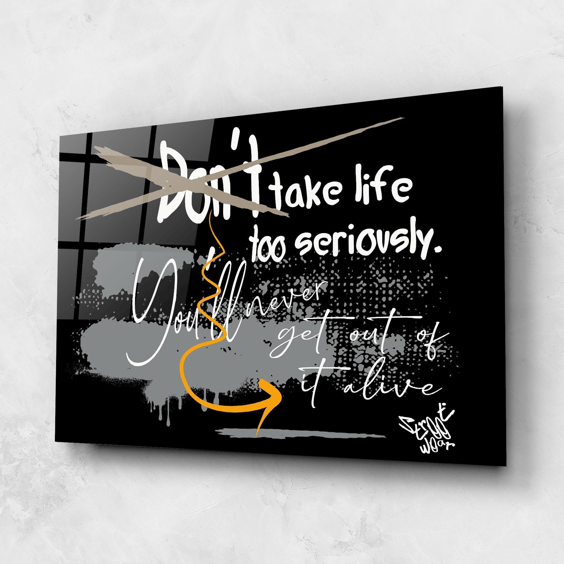 Tablou Sticla Grey Orange Graffiti mockup 1