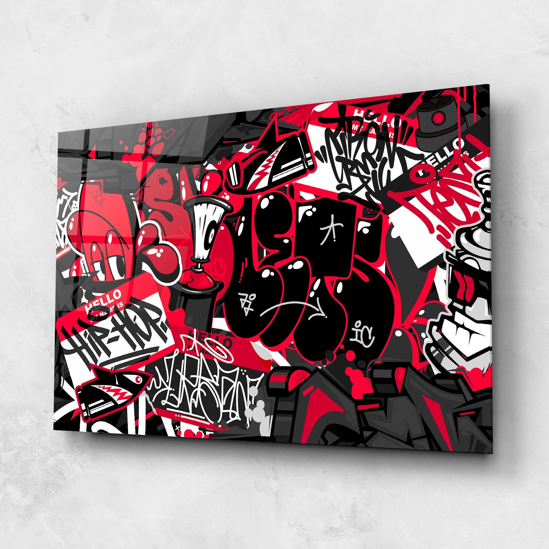 Tablou Sticla Hip Hop Graffiti mockup 1