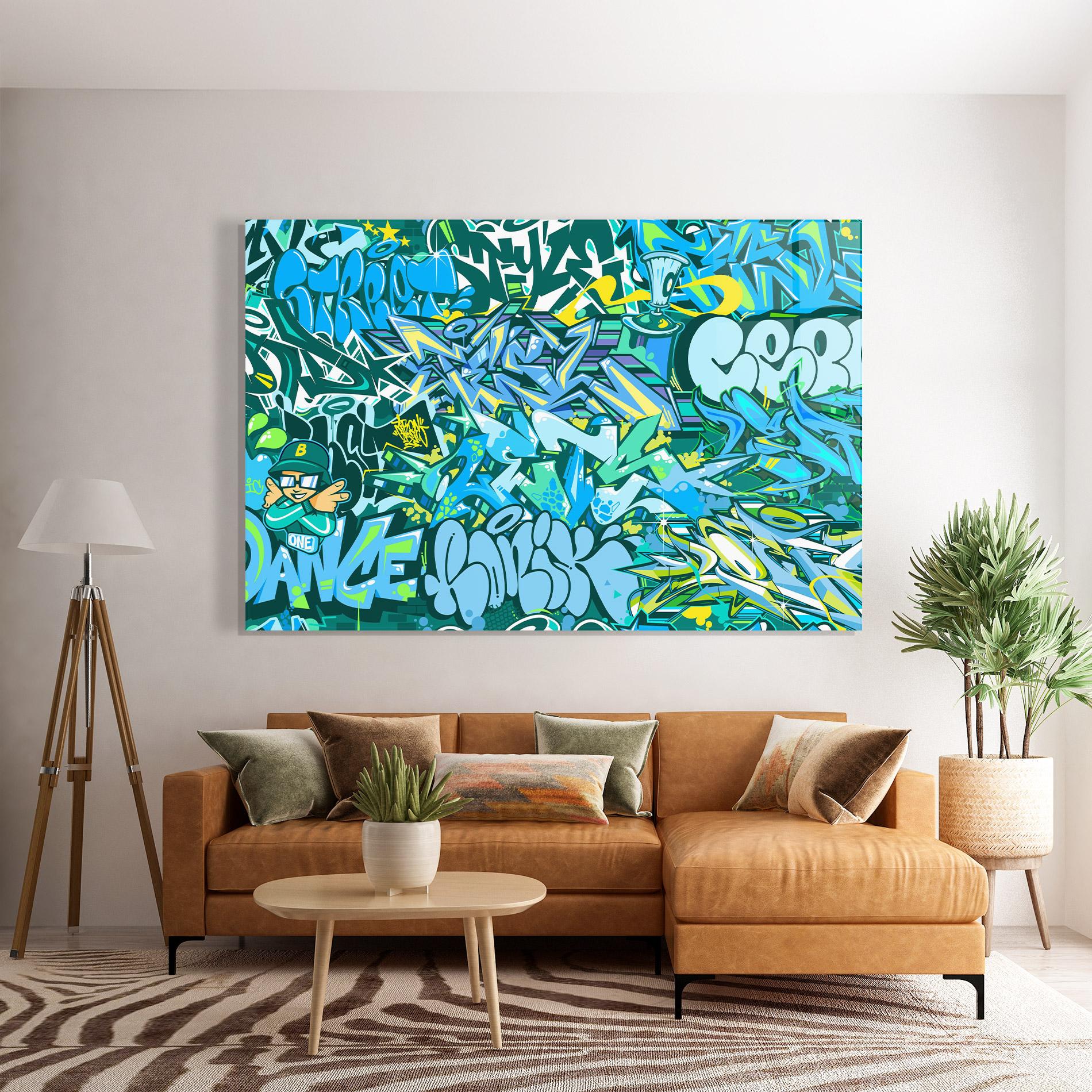 Tablou Sticla Be One Graffiti mockup 7